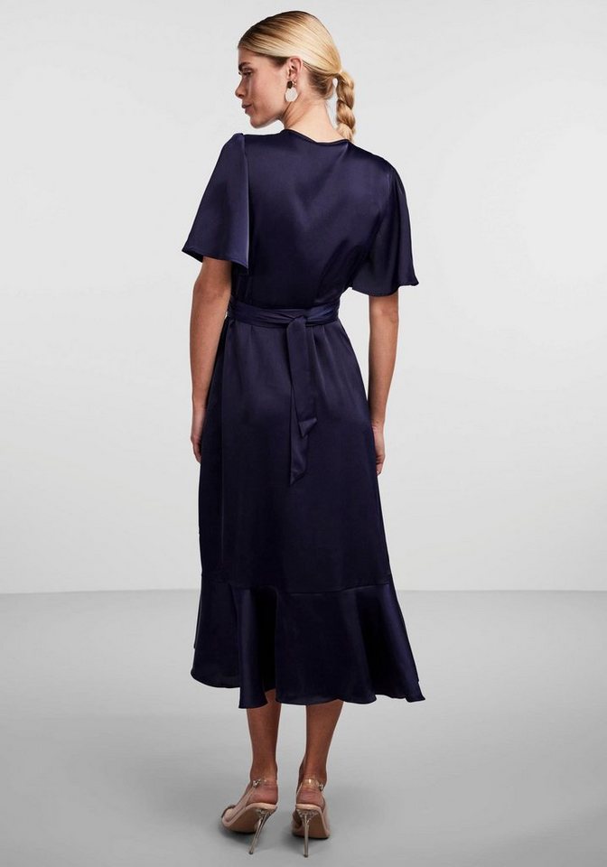 Y.A.S Wickelkleid YASTHEA 2/4 MIDI WRAP DRESS S. NOOS mit Volant,  Pflegeleichte und weich fließende Qualität mit Stretch