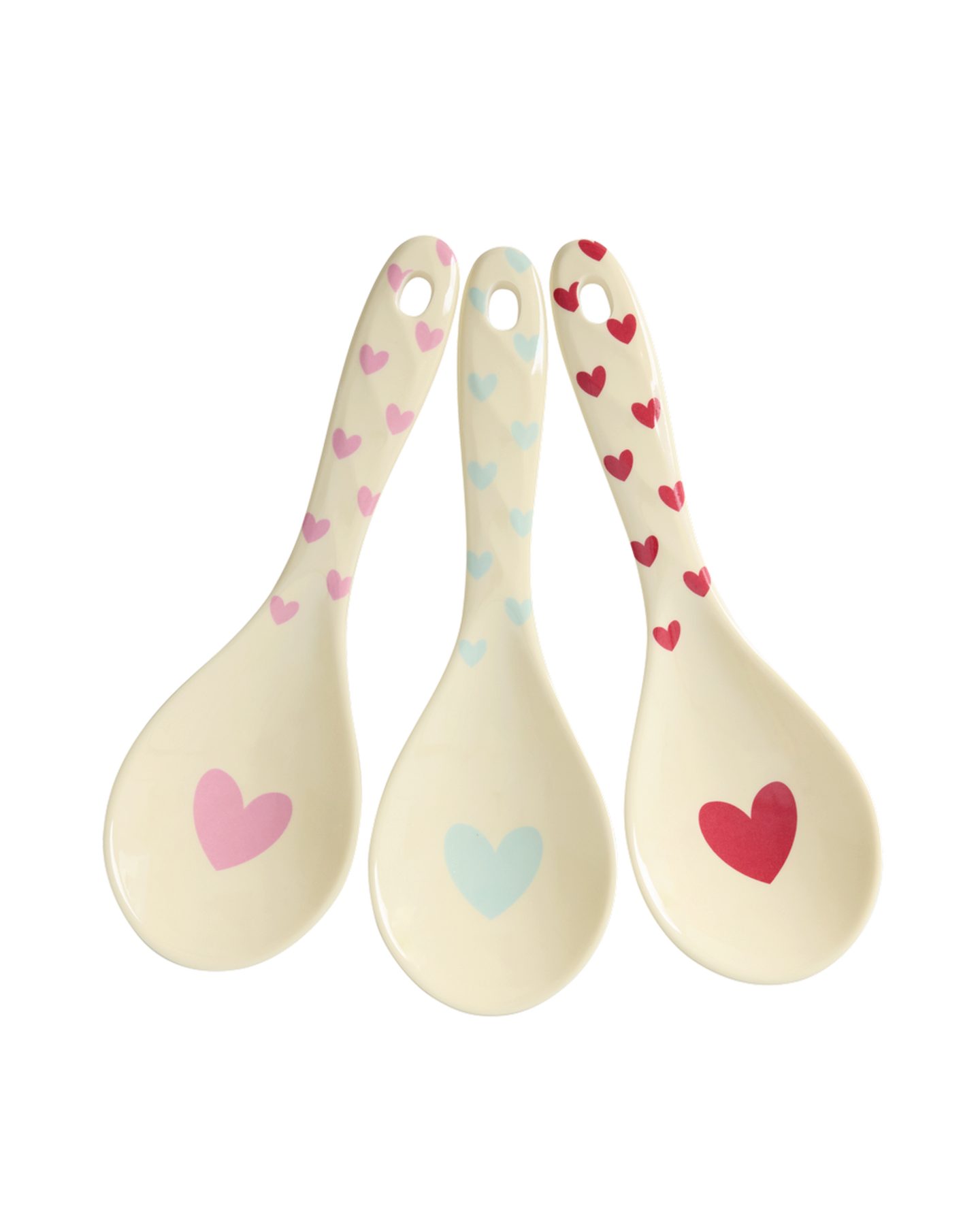 rice Salatbesteck Rice Melamin Salatlöffel Set 3er - Herz Print (3-tlg)