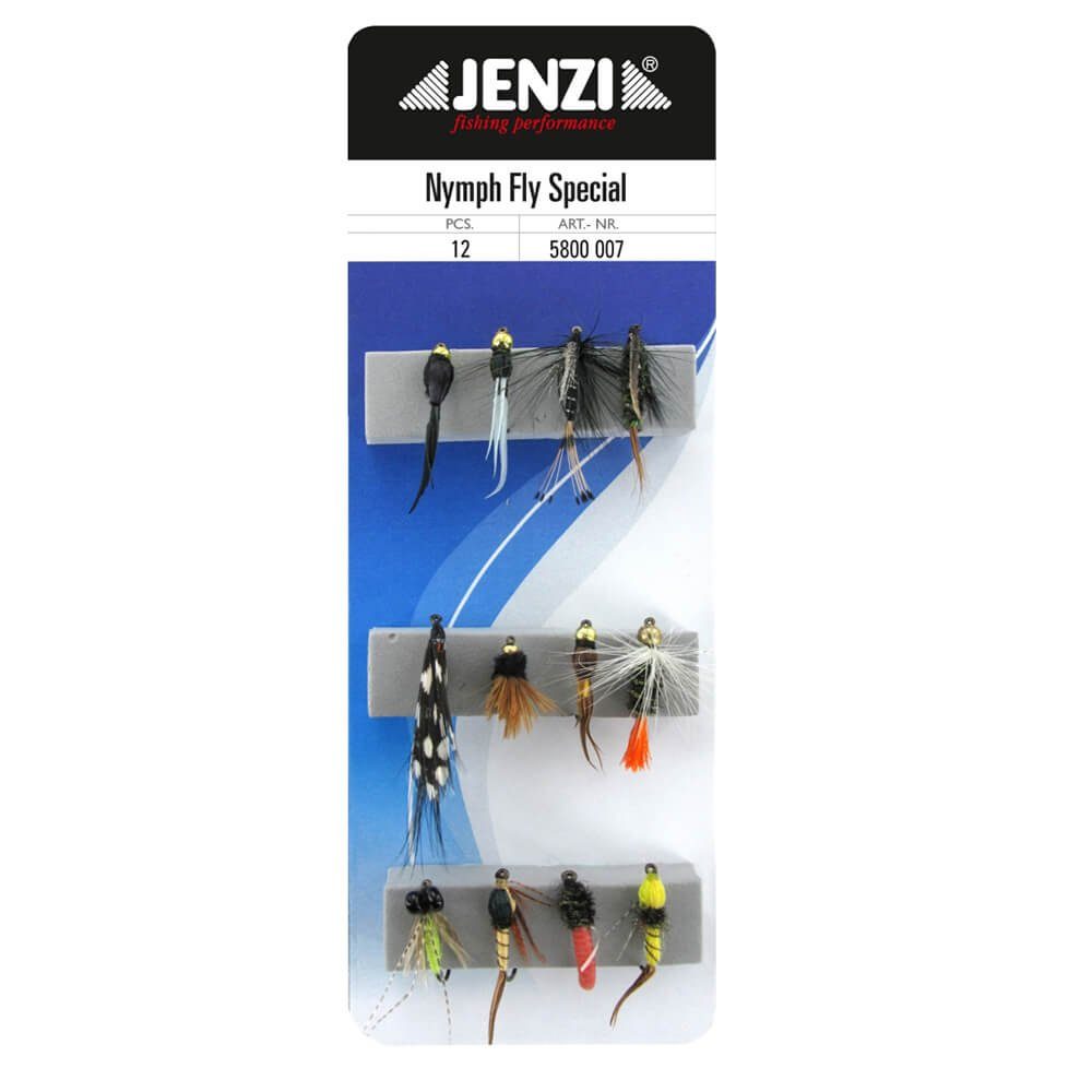Kunstköder Jenzi Insektenimitate Fliegenset Fliegen-Nymphen Special 12Stk.