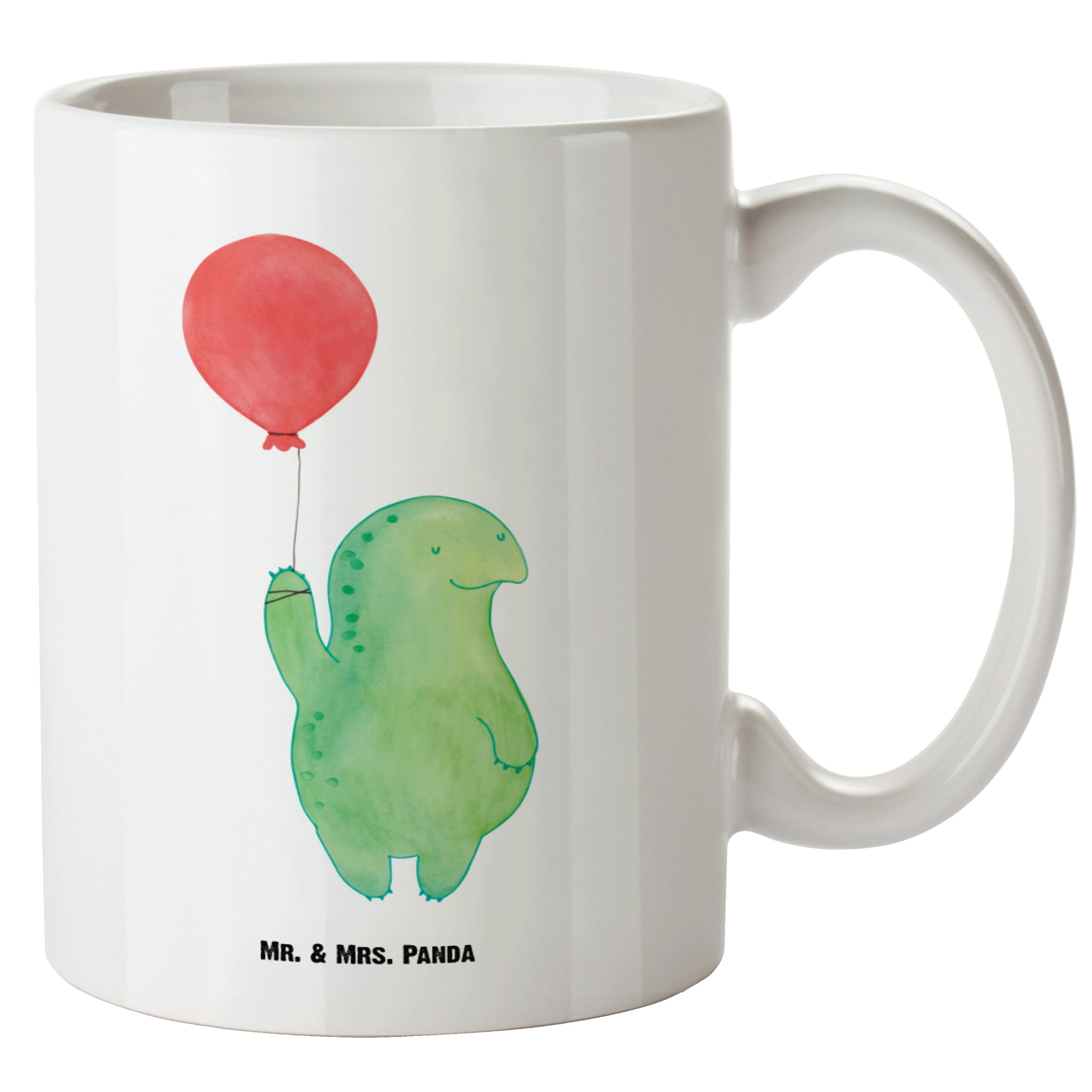 Mr. & Mrs. Panda Tasse Schildkröte Luftballon - Weiß - Geschenk, XL Tasse, glücklich, Motiva, XL Tasse Keramik