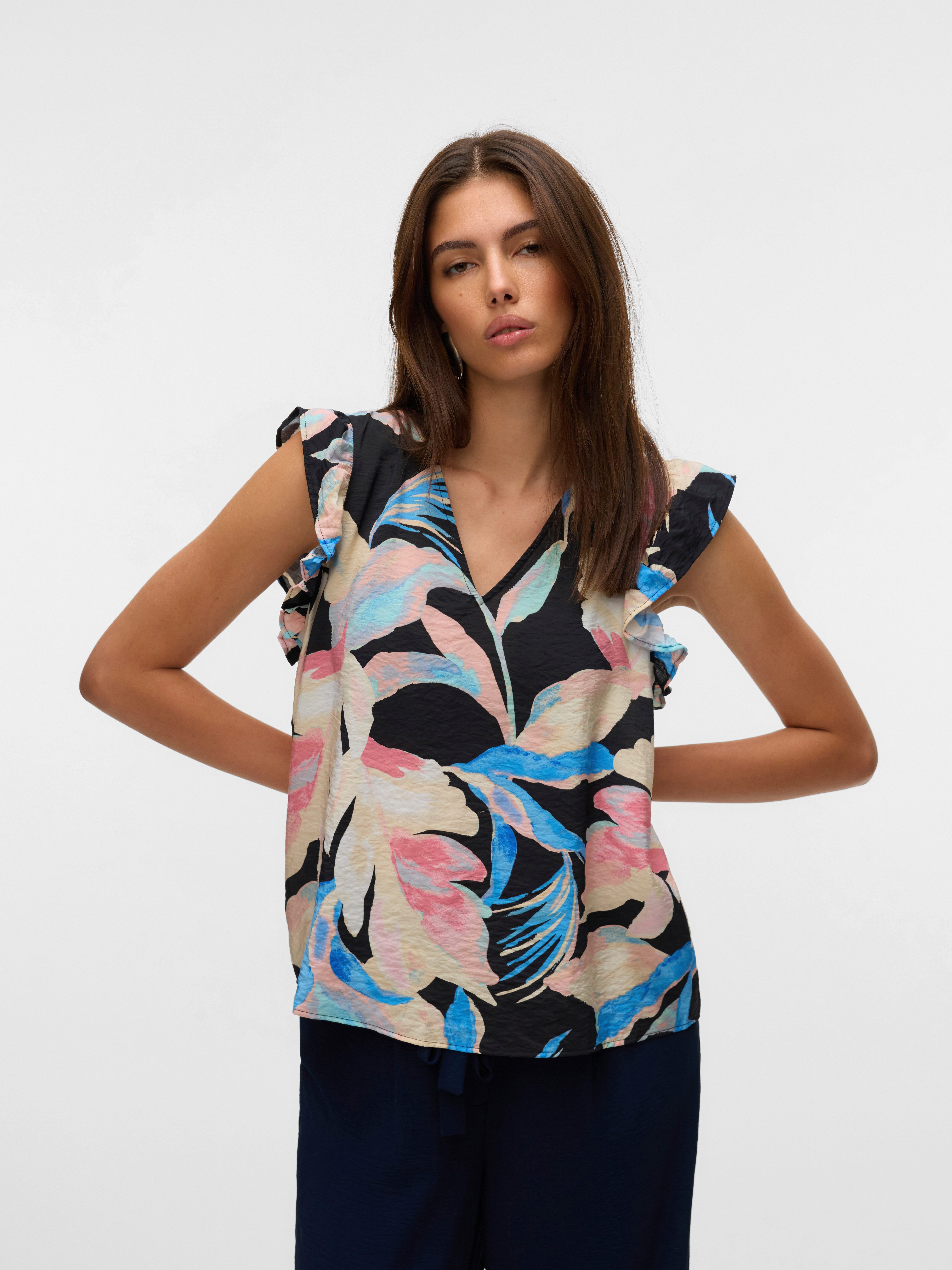 Vero Moda Blusentop VMJOSIE SL V-NECK TOP WVN GA Viskosemischung, regular f günstig online kaufen