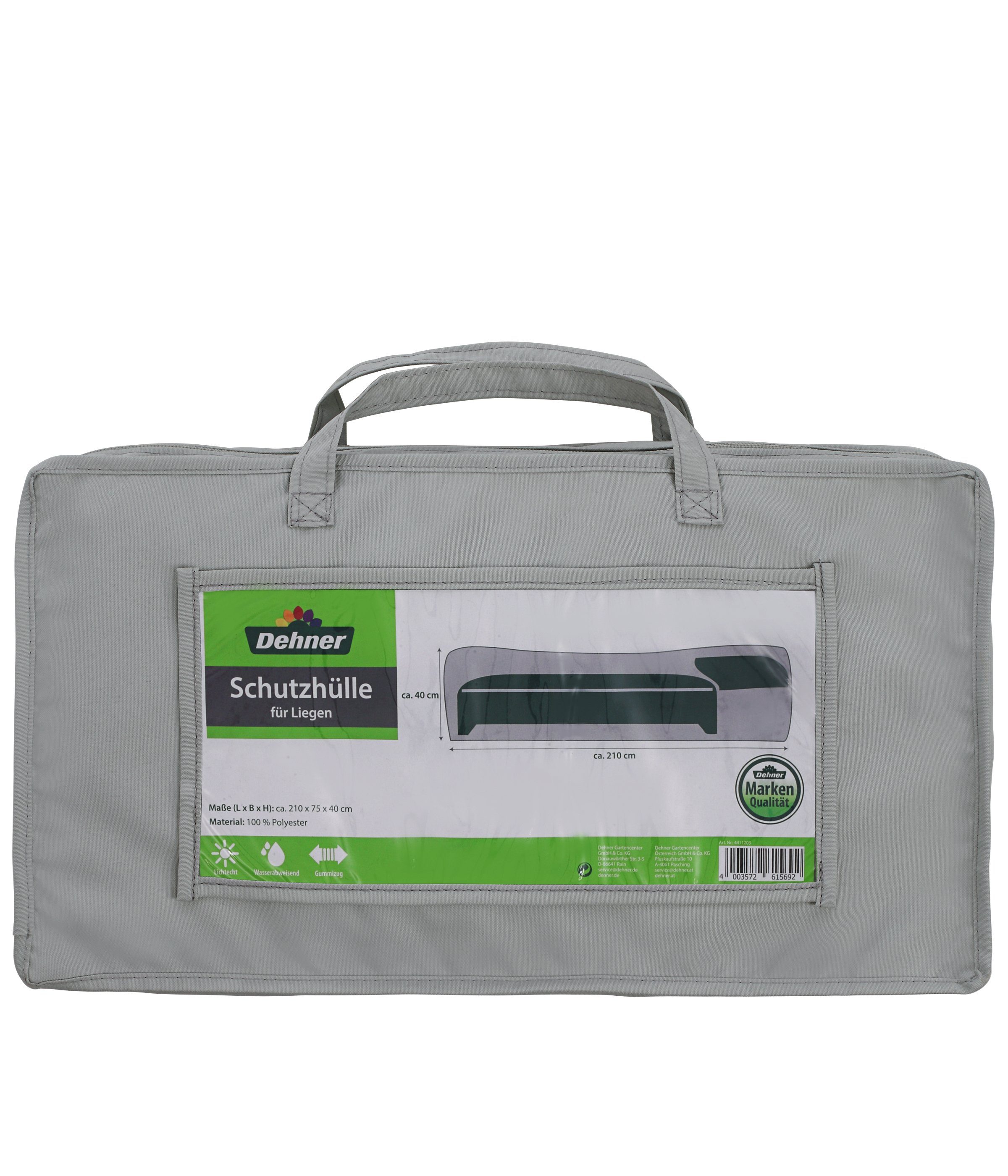 Dehner Gartenmöbel-Schutzhülle für Gartenliege, 210 x 75 x 40 cm, Polyester, grau, Idealer und passgenauer Schutz aus Polyester für Ihre Gartenliegen