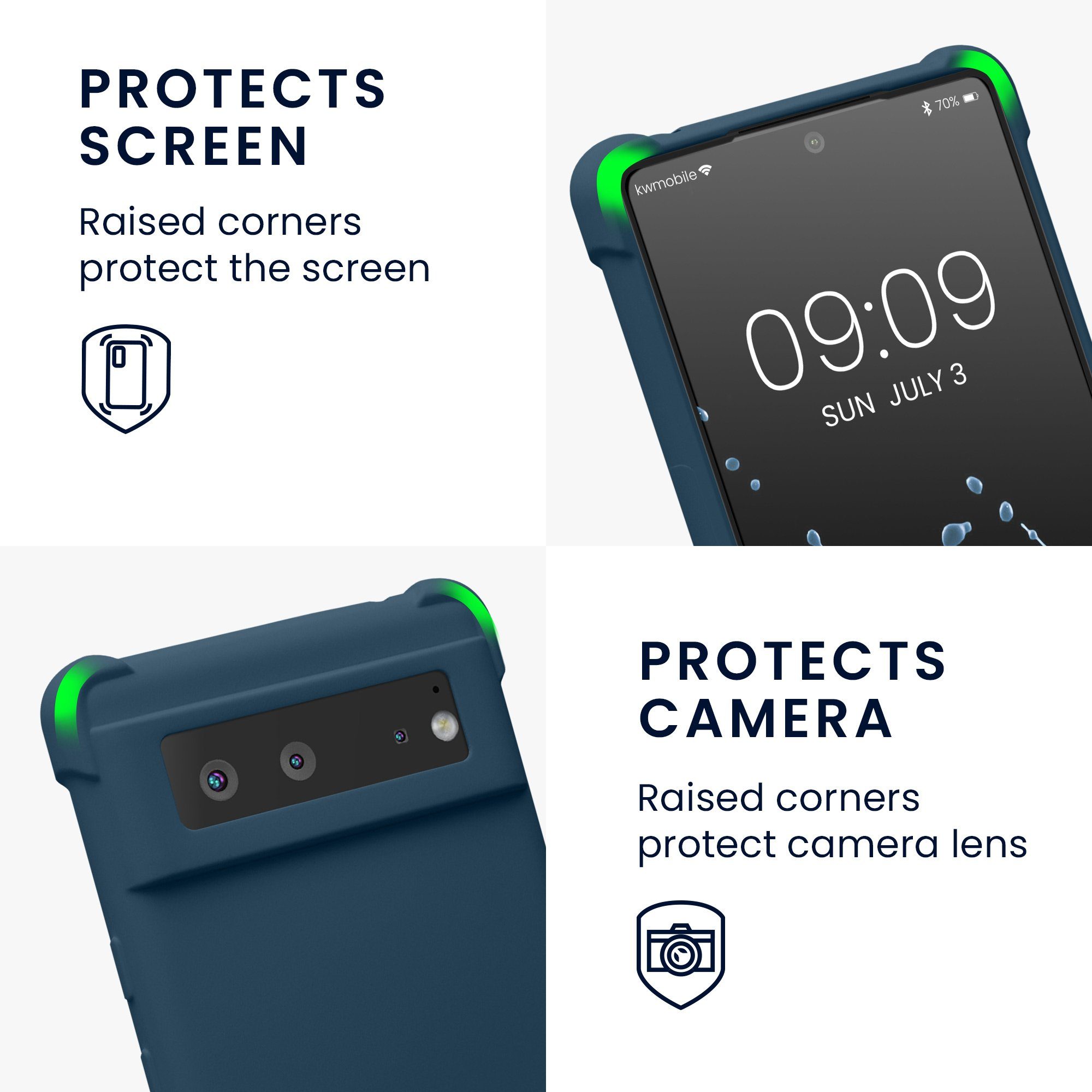 kwmobile Etui Hülle für Google Pixel 6, mit Metall Kette zum Umhängen - Silikon Handy Cover Case Schutzhülle