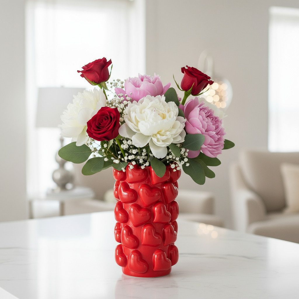 MF Dekovase Vase mit Herzen – Romantische Deko für stilvolle Akzente (1 St)