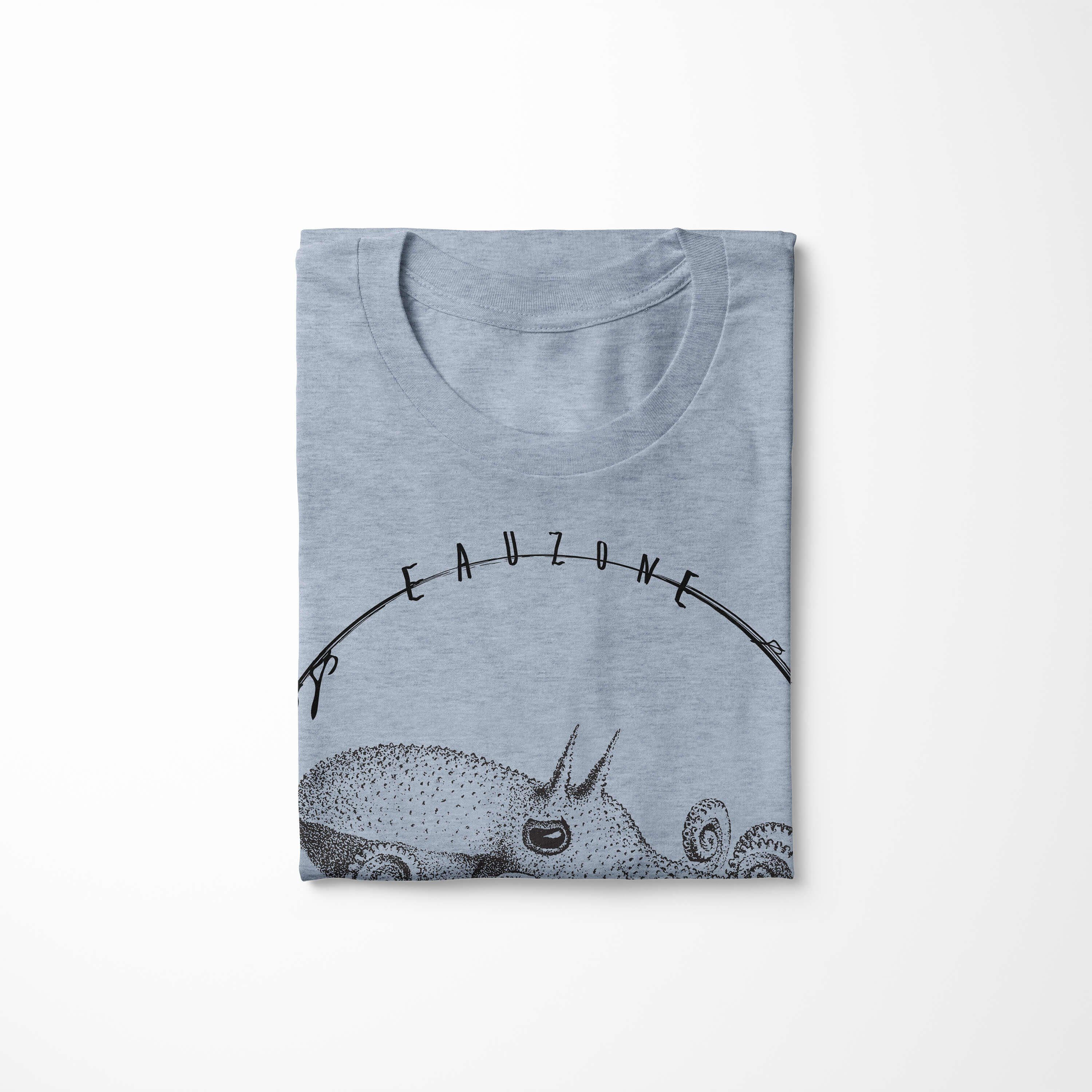 Sinus Art Stonewash Denim feine sportlicher Sea / Creatures, Fische - Schnitt 071 Serie: Struktur Sea und T-Shirt Tiefsee T-Shirt