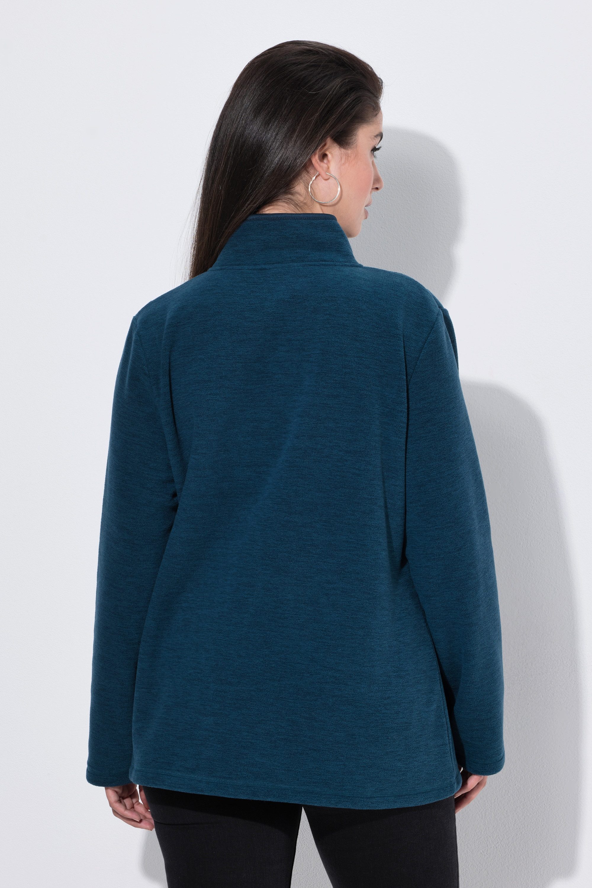 Ulla Popken Sweatjacke Fleecejacke meliert Stehkragen Langarm – Bild 3 von 4
