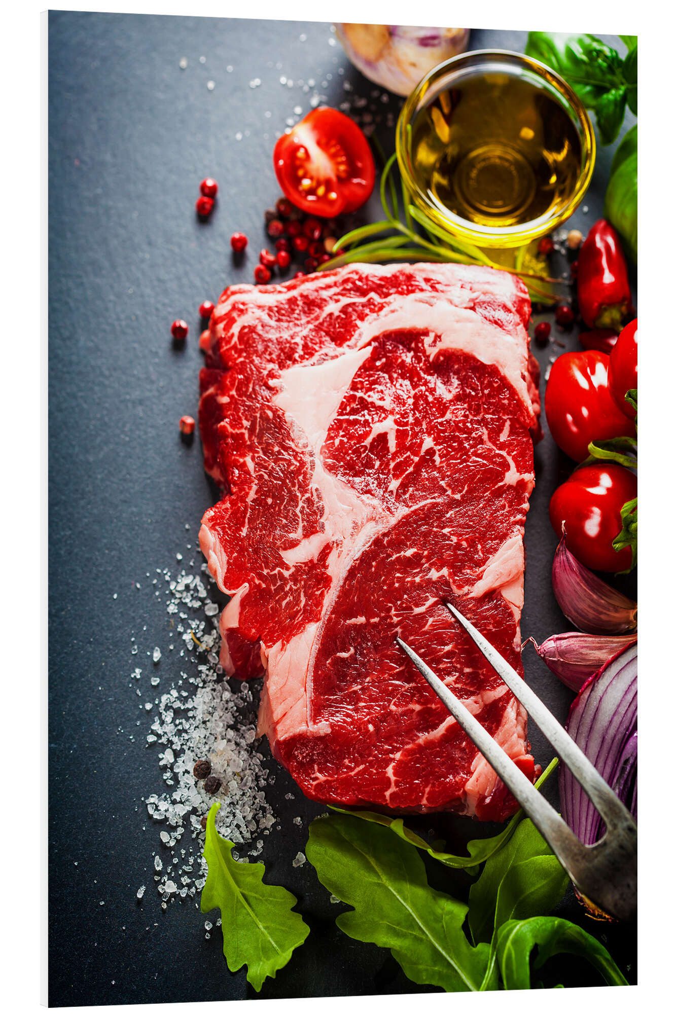 Posterlounge Forex-Bild Editors Choice, Steakzubereitung, Küche Fotografie