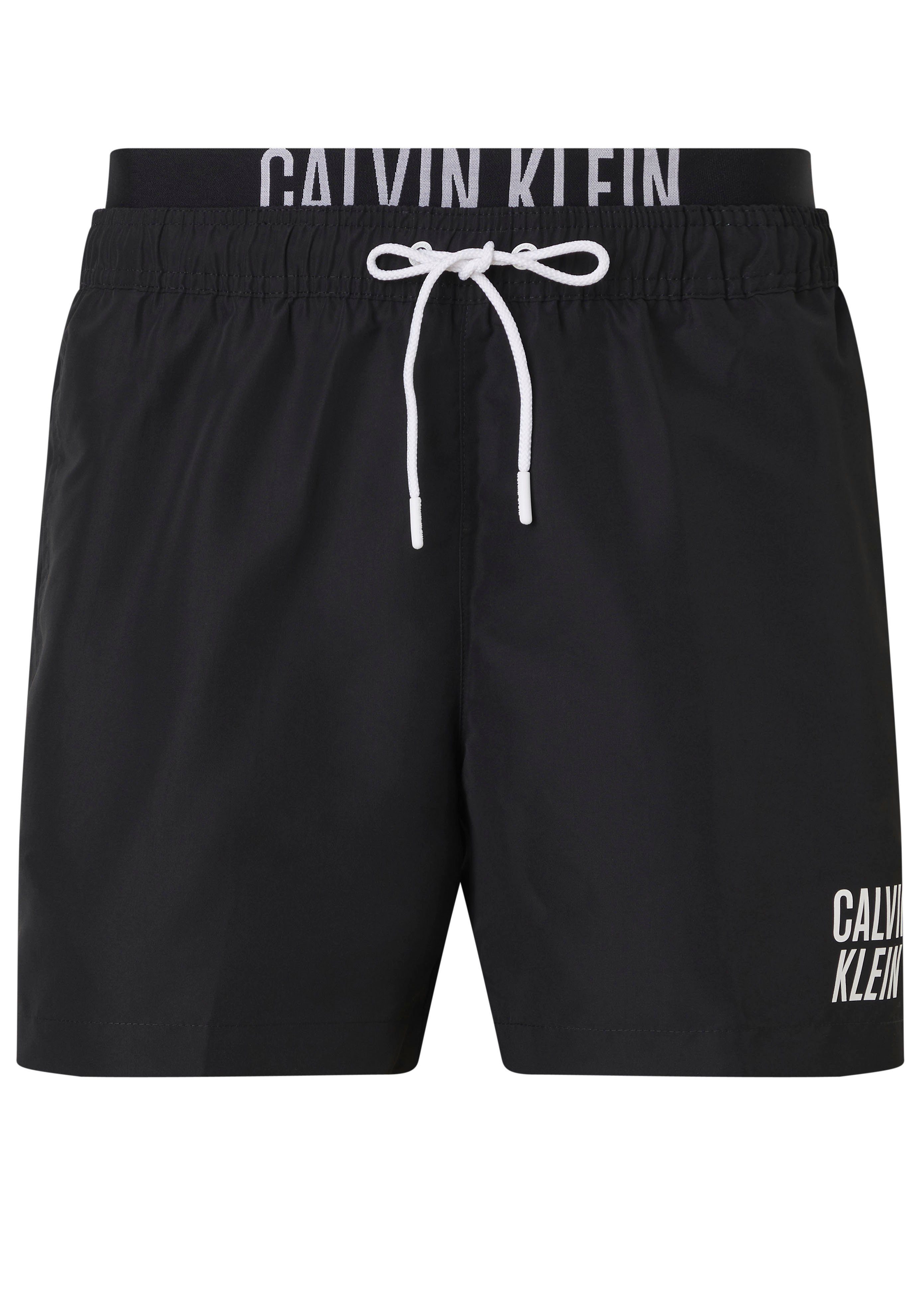 Calvin Swimwear black Badeshorts mit Doppelbund Klein