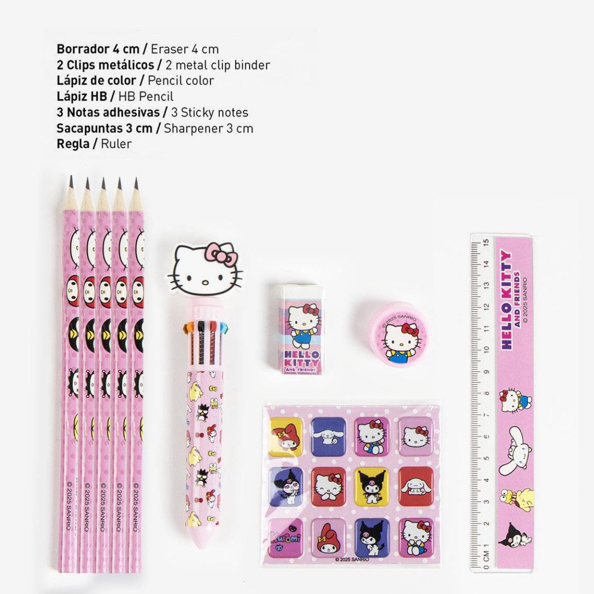 Cerda Malvorlage Hello Kitty Schreibwaren Set für Kinder Schulbedarf Mäppchen, Notizen