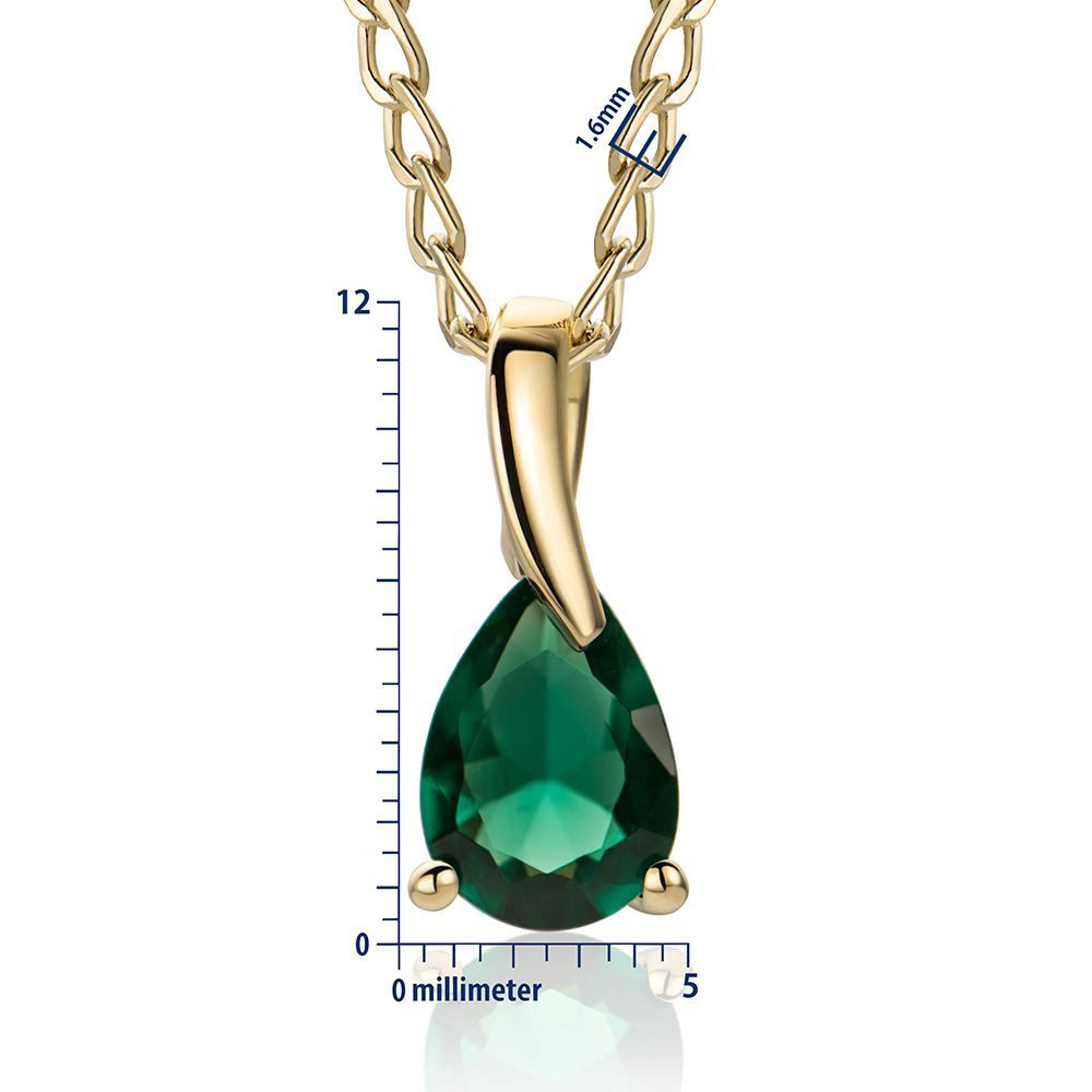 Miore Kette mit Anhänger für Damen mit Smaragd, Saphir, Rubin, Blautopas oder Amethyst, in 9K (375) Gelbgold