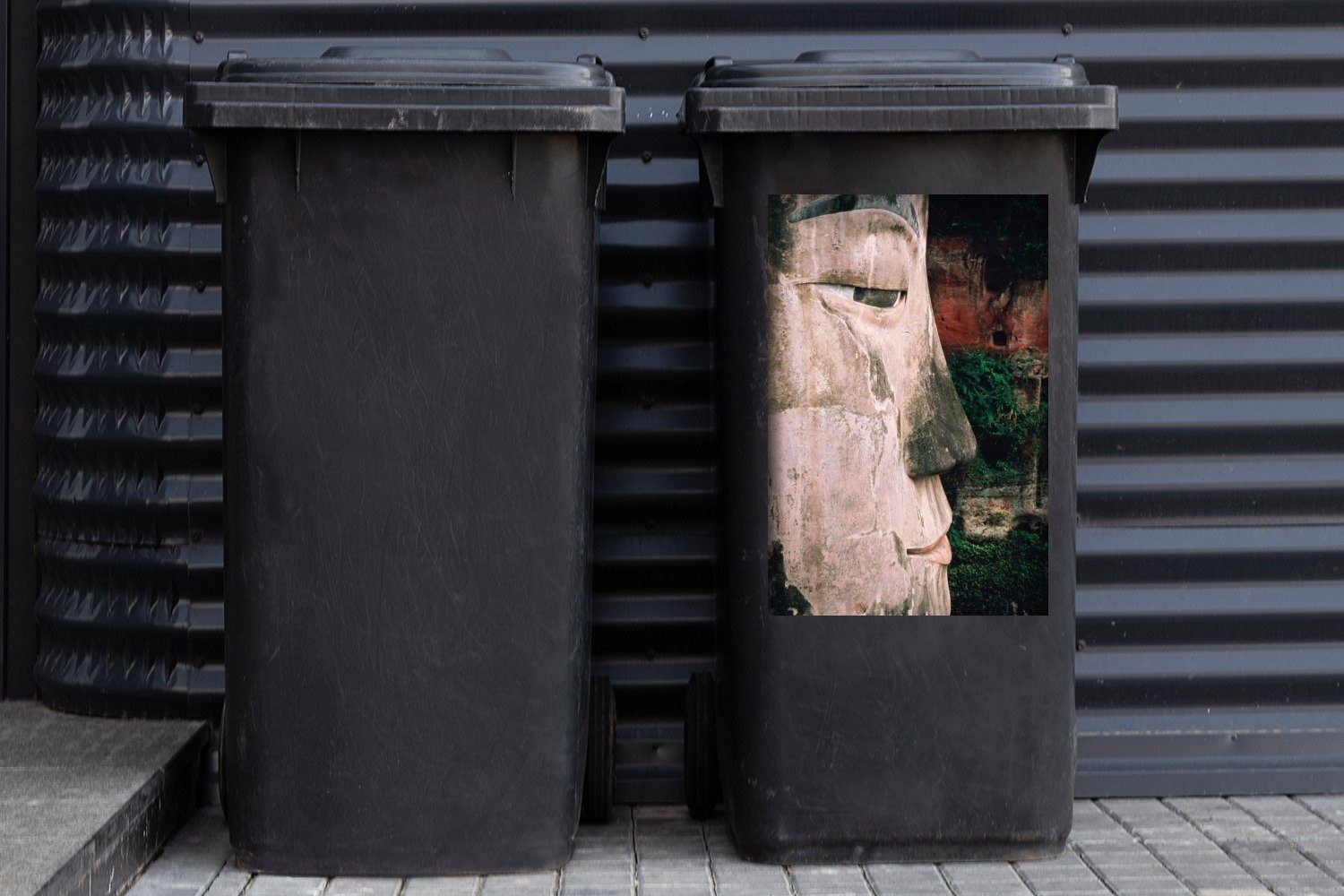 Das Leshan MuchoWow St), Container, Mülleimer-aufkleber, (1 Buddha Wandsticker Mülltonne, Abfalbehälter Großen des Sticker, China von in Gesicht