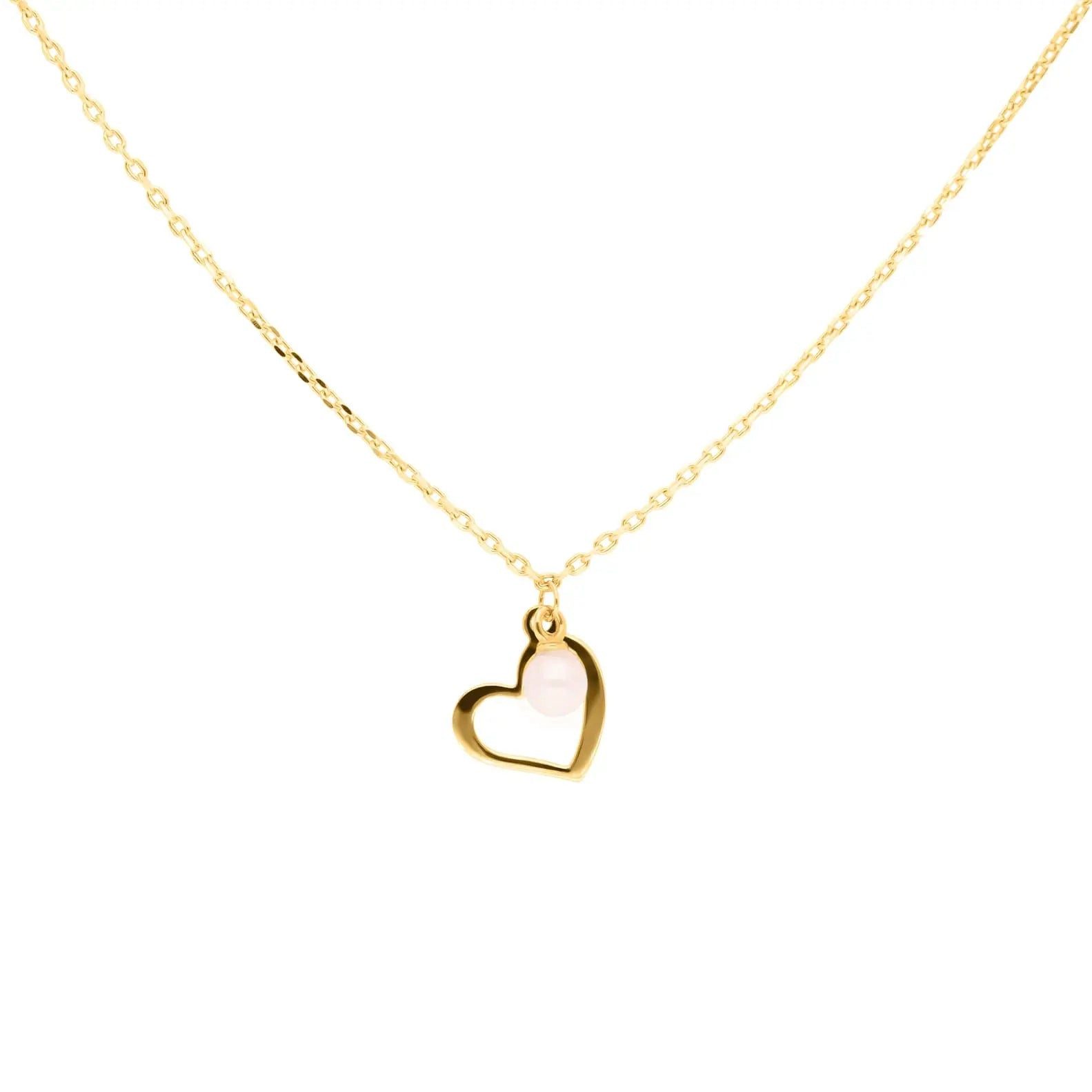 Kette mit Anhänger 375er Gold Damen Halskette – Herz mit Perle, feminin & wasserfest