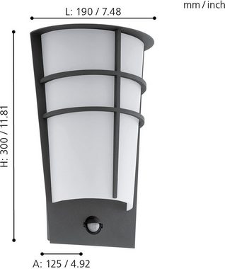 EGLO LED Außen-Wandleuchte BREGANZO1, Bewegungsmelder, Leuchtdauer einstellbar, LED fest integriert, Warmweiß, Eckmontage möglich, LED tauschbar