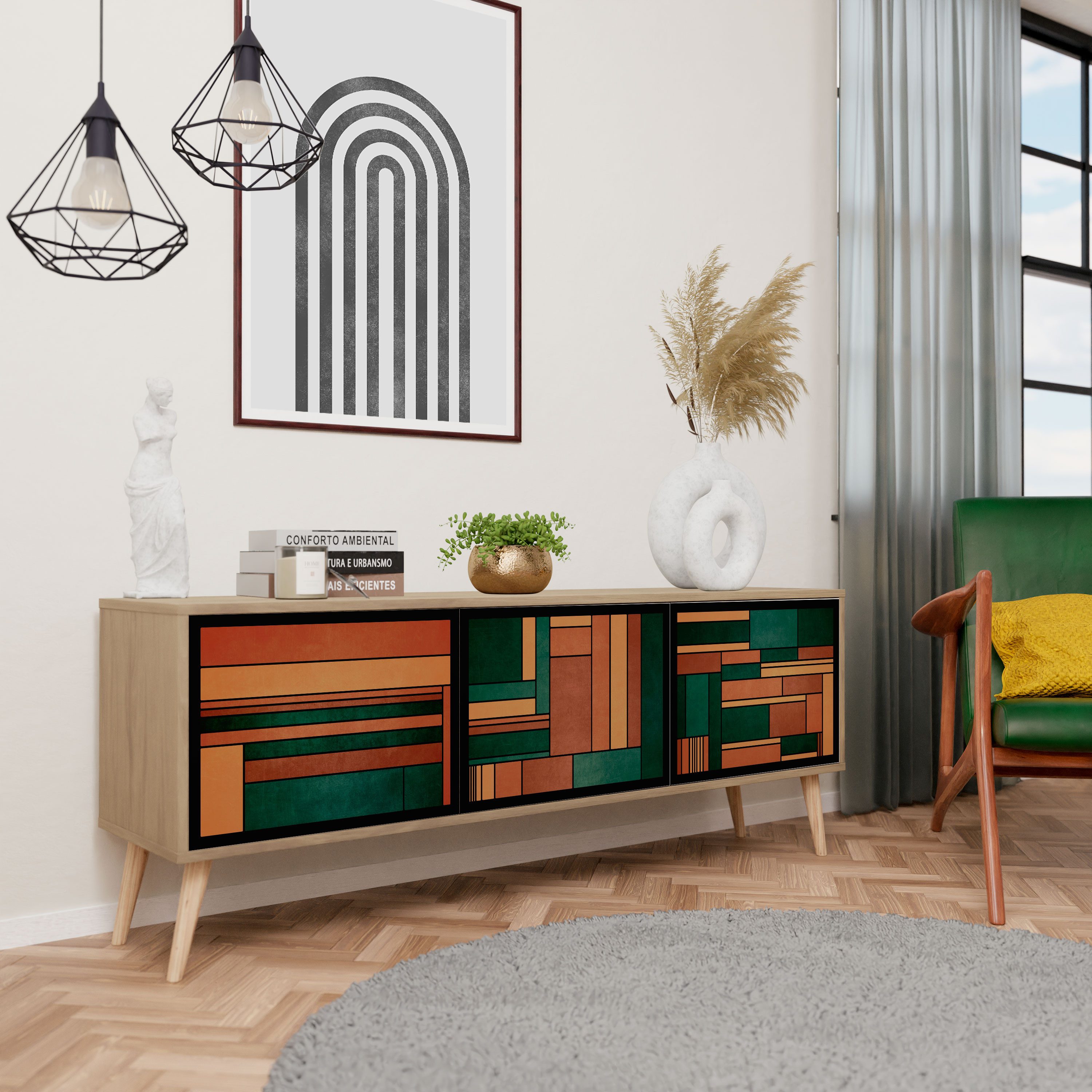 SPACEREBELS TV-Schrank mit Türen Fernsehtisch Sideboard Board mit Stauraum Tisch mit Beinen Lowboards 161 cm Fernsehschrank