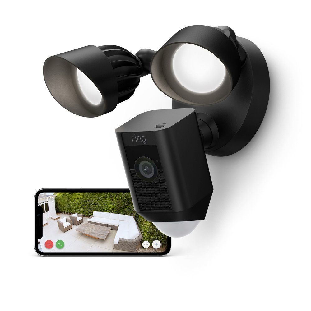 Ring Überwachungskamera ring Floodlight Cam Wired Plus Black 8SF1P1-BEU0 WLAN IP Überwachungs (8SF1P1-BEU0 (Floodlight Cam Wired Plus Black)