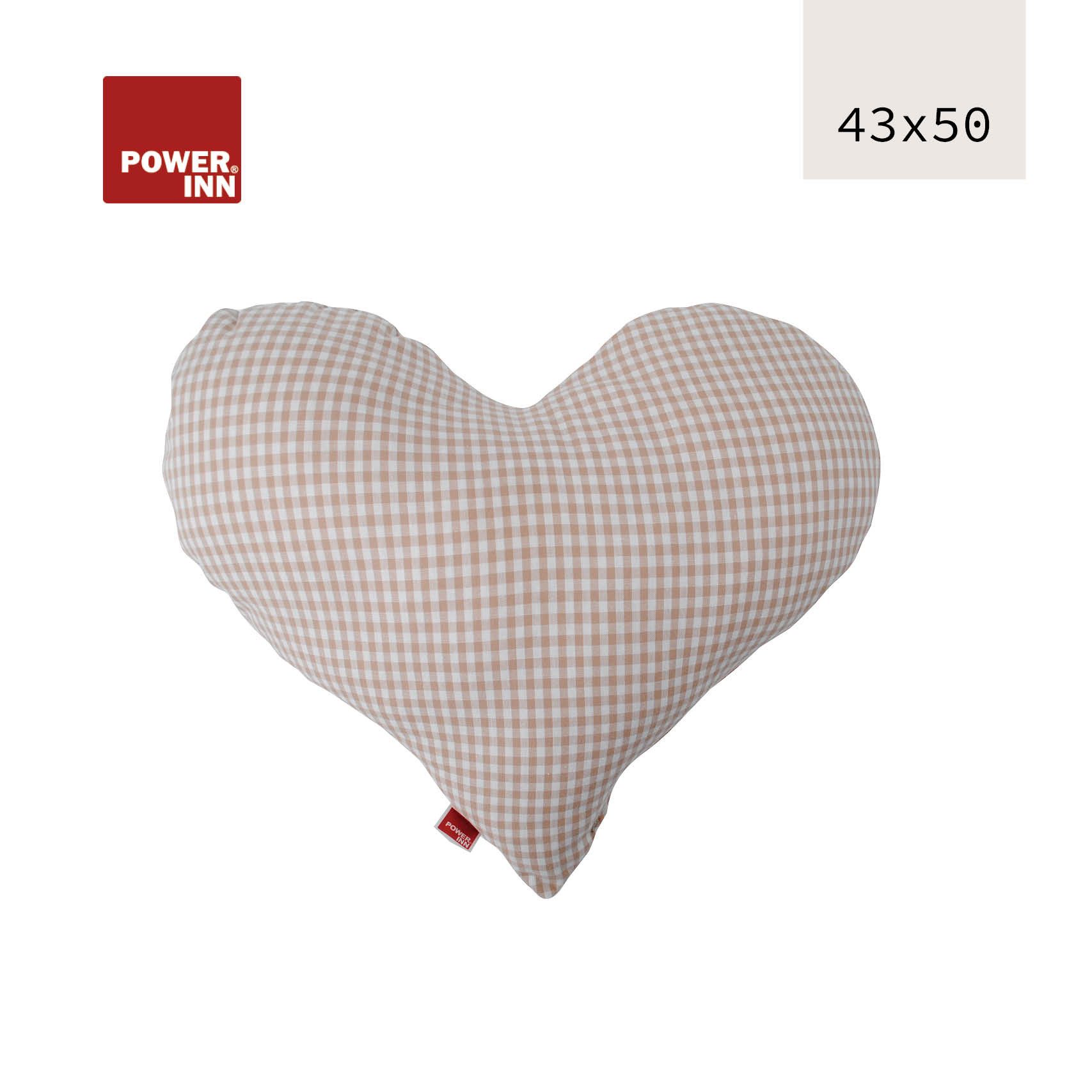 POWER INN Dekokissen POWER INN Herzkissen groß, Beige kariert, Dekokissen