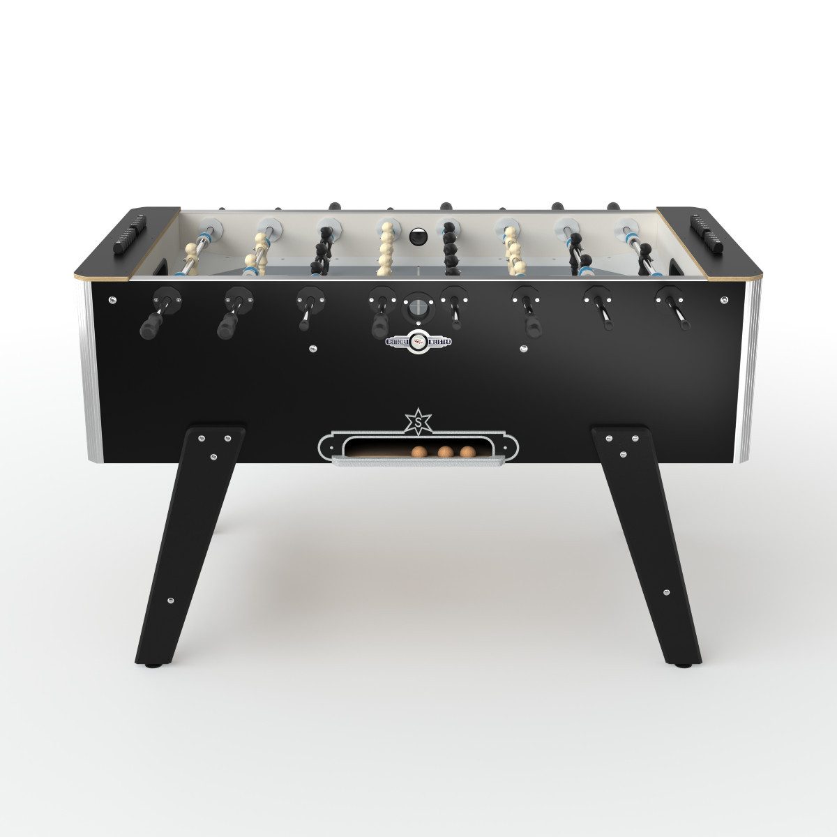 Deutscher Meister Kickertisch Tischfußball Kickertisch "LUXLINE", 360°-rotierende Torhüter, Ballentnahme von beiden Tischseiten