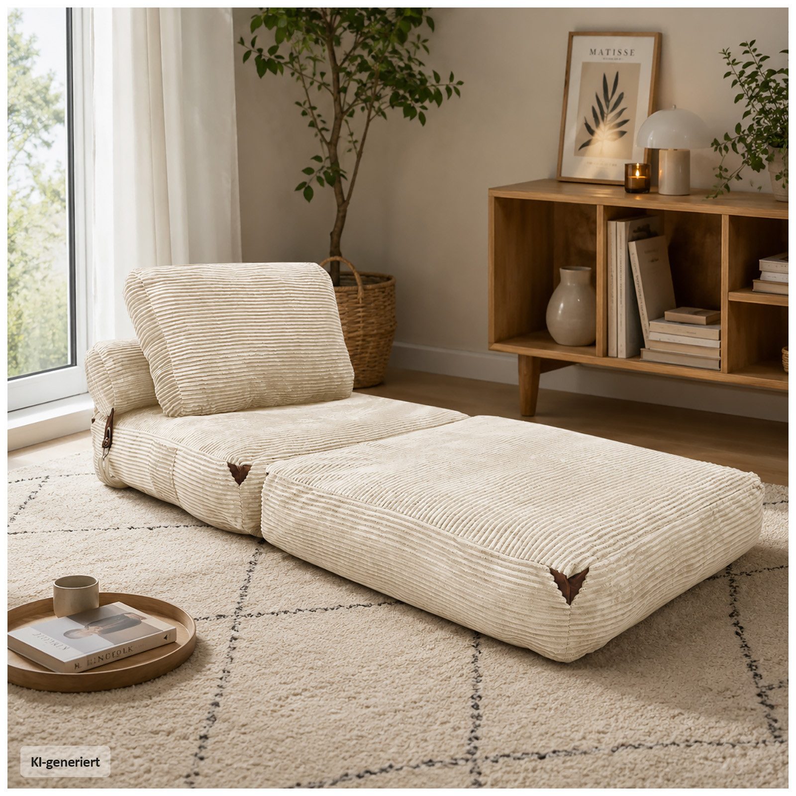 HTI-Living Loungesessel Klappsessel Aruna mit Schlaffunktion in Weiß (1 Stück, 1-St), gemütliche Sitzhöhe