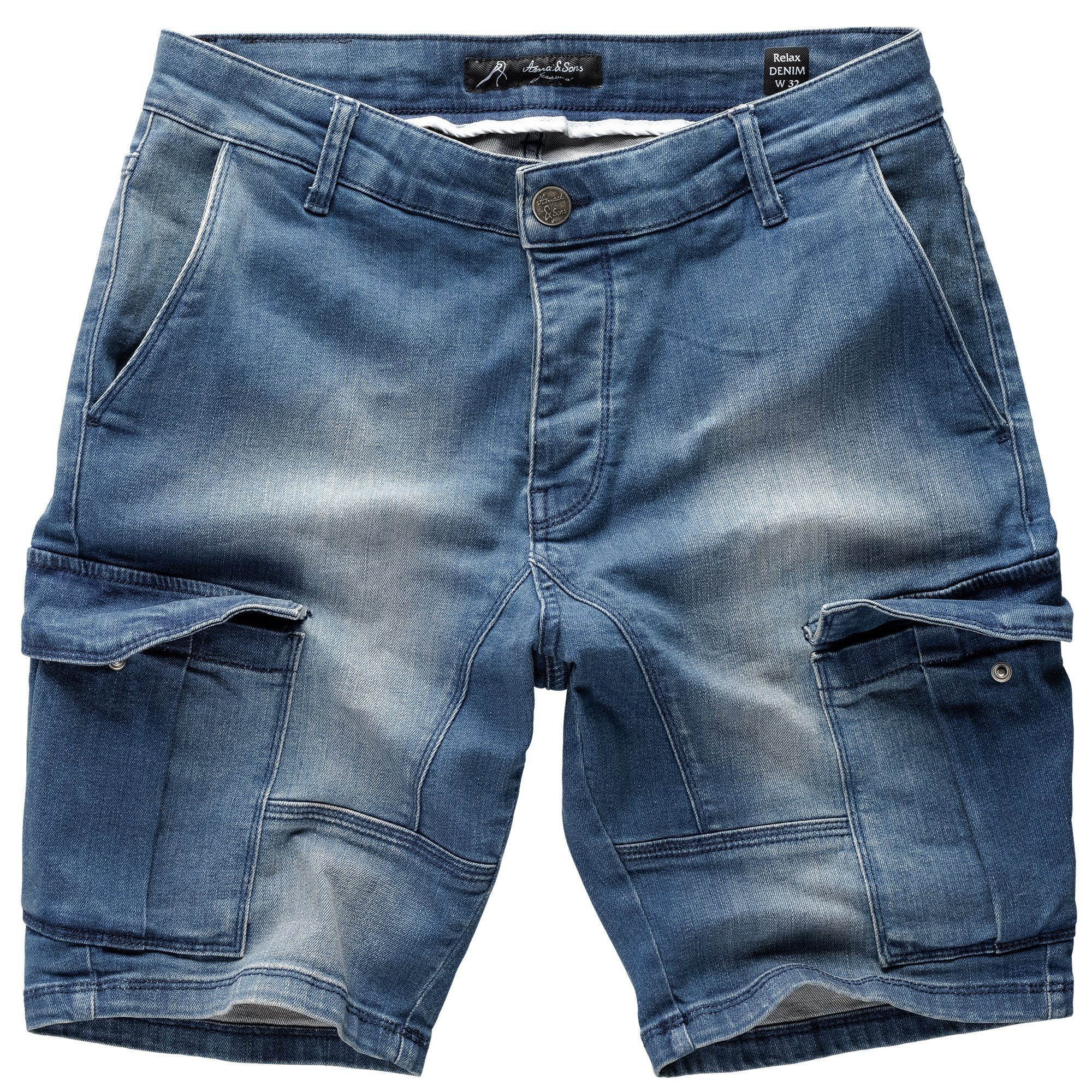 Amaci&Sons Jeansshorts SAN DIEGO Destroyed Jeans Shorts Used Blue (798)