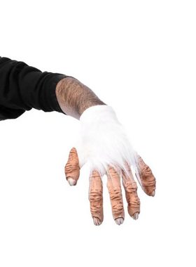 Zagone Studios Kostüm Affenhände weiß, Handschuhe mit Latexapplikationen für bleiche Primaten