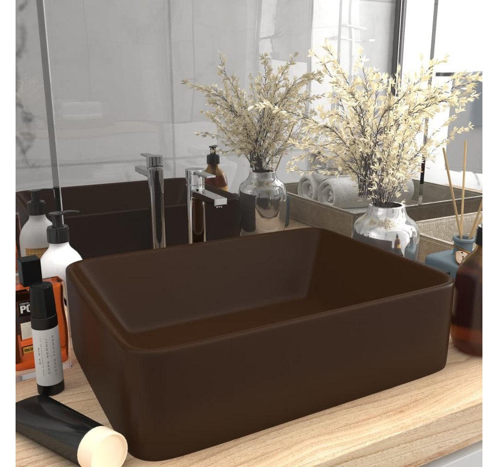 Thumbnail - vidaXL Waschbecken Waschbecken Badezimmer Aufsatzwaschbecken Matt Dunkelbraun 41x30x12 cm