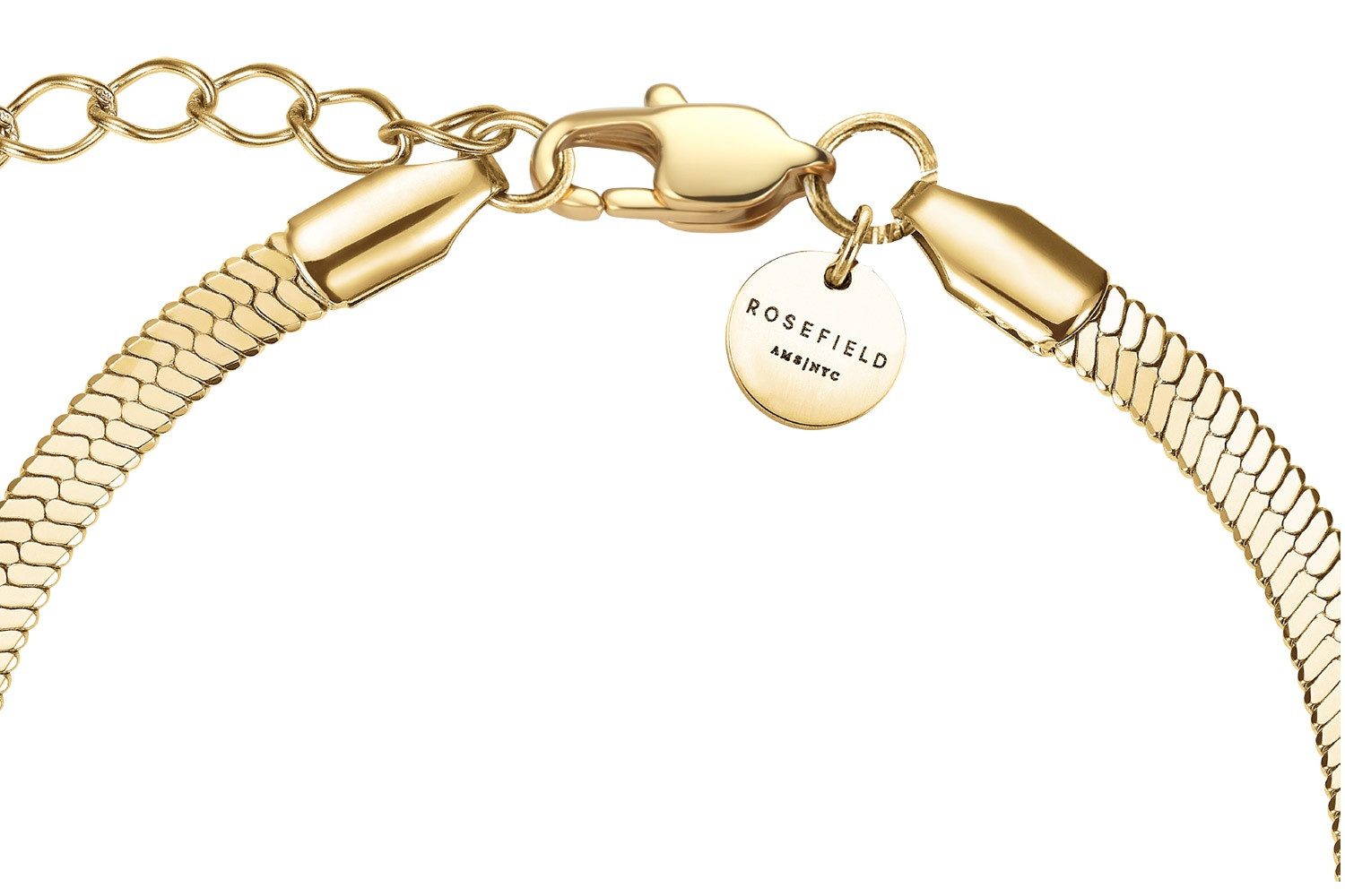 ROSEFIELD Gliederarmband Damen-Snake Heart Goldfarben Roter Kristall