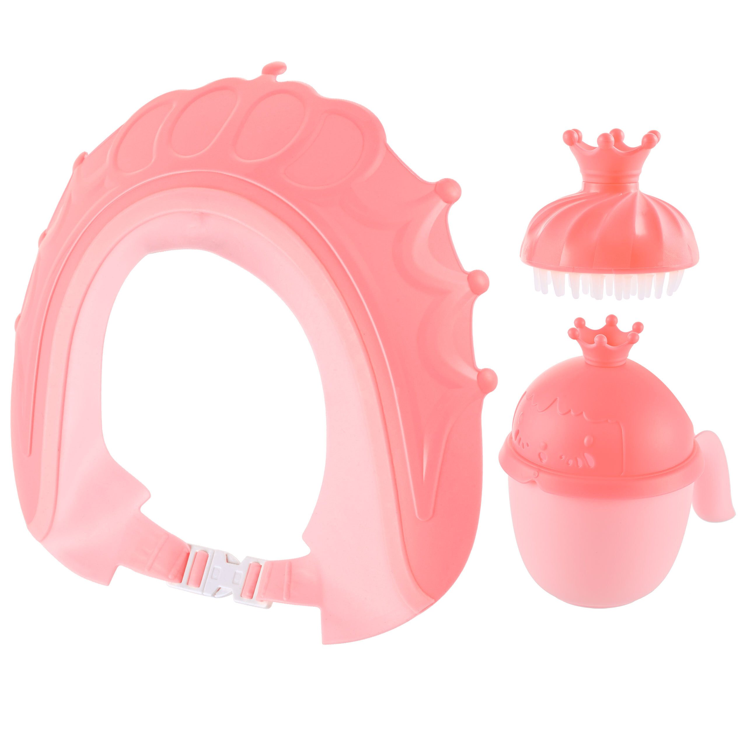 relaxdays Wellness-Pflegeset Haarwaschbecher Set mit Haube & Bürste, Rosa
