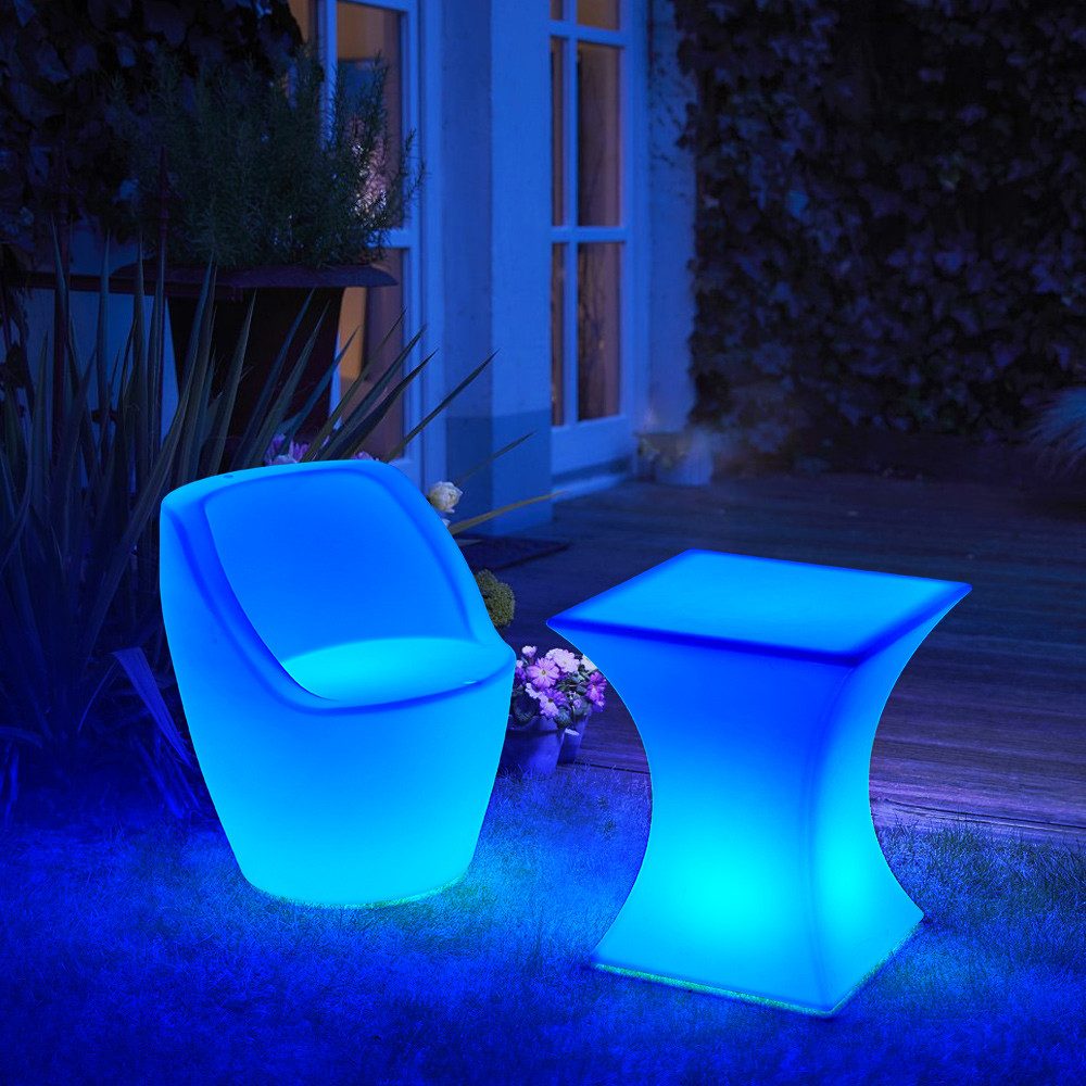 Eurohandisplay LED Gartenleuchte LED Gartenleuchte Leuchtende Sessel Tisch Sparsam mit Fernbedienung, LED fest integriert, RGBW, LED Möbel