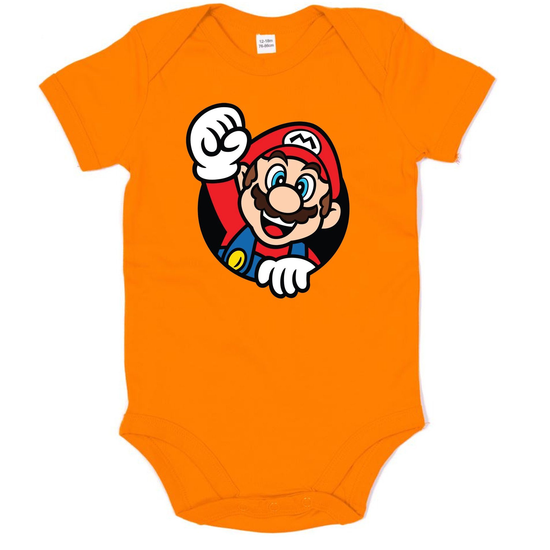 Blondie & Brownie Strampler Kinder Baby Super Mario Faust Konsole Gaming Spiel Nintendo Orange