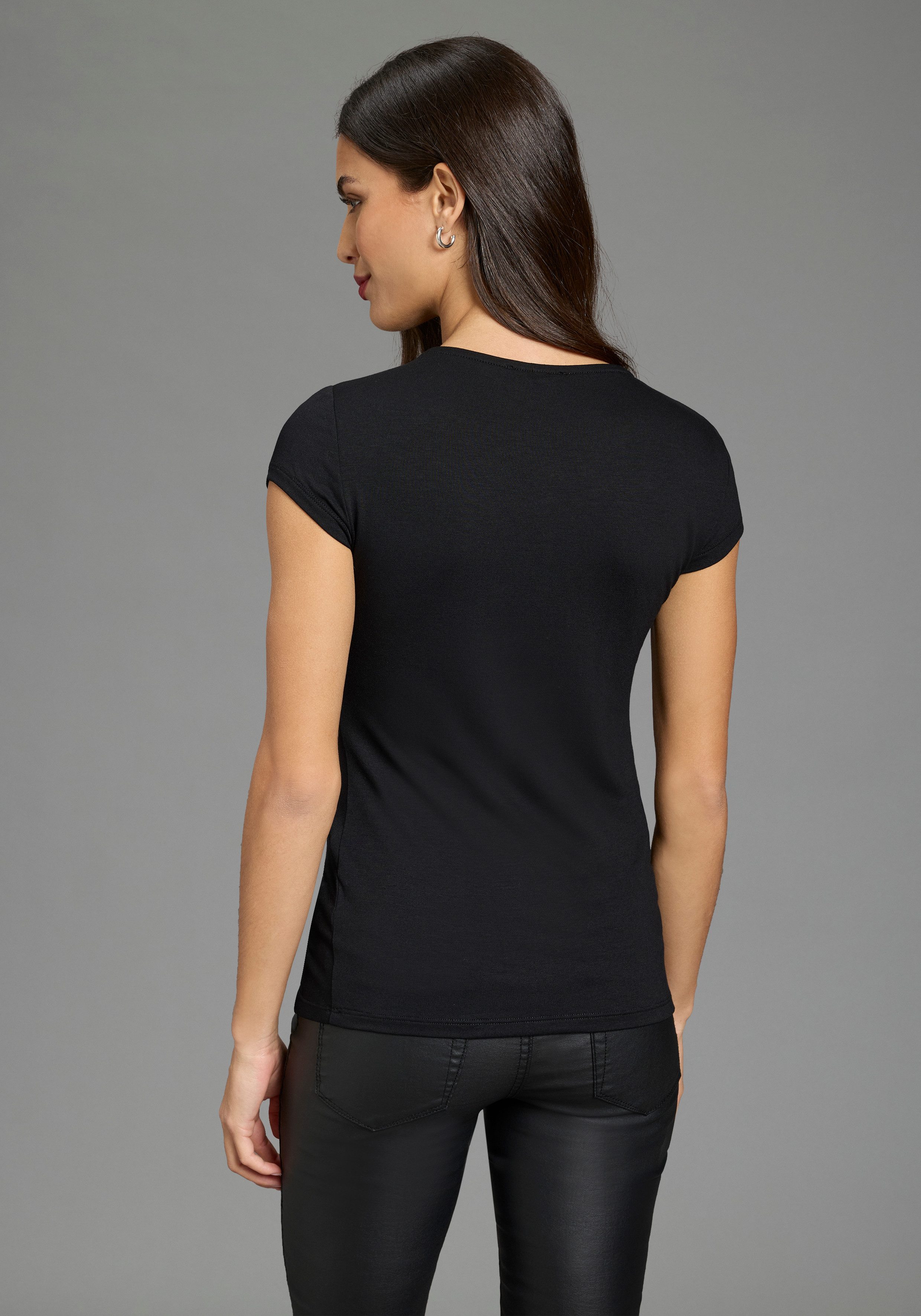 Melrose T-Shirt Kurzarm, sehr figurbetonte Passform, Rundhalsausschnitt