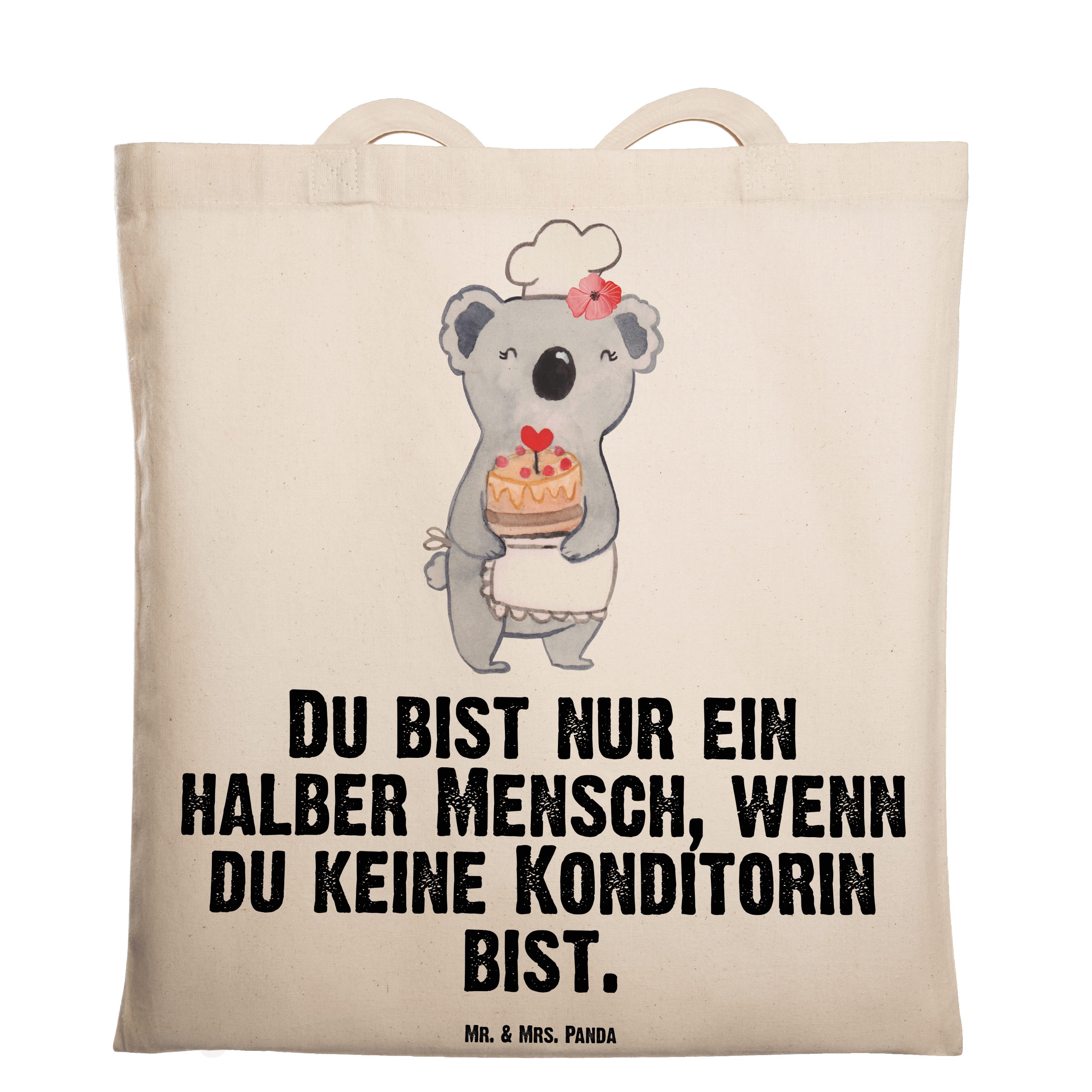 Einkaufstasche, Beutel, Konditorin mit Herz (1-tlg) - & Panda Transparent Geschenk, - Mr. Tragetasche Mrs.