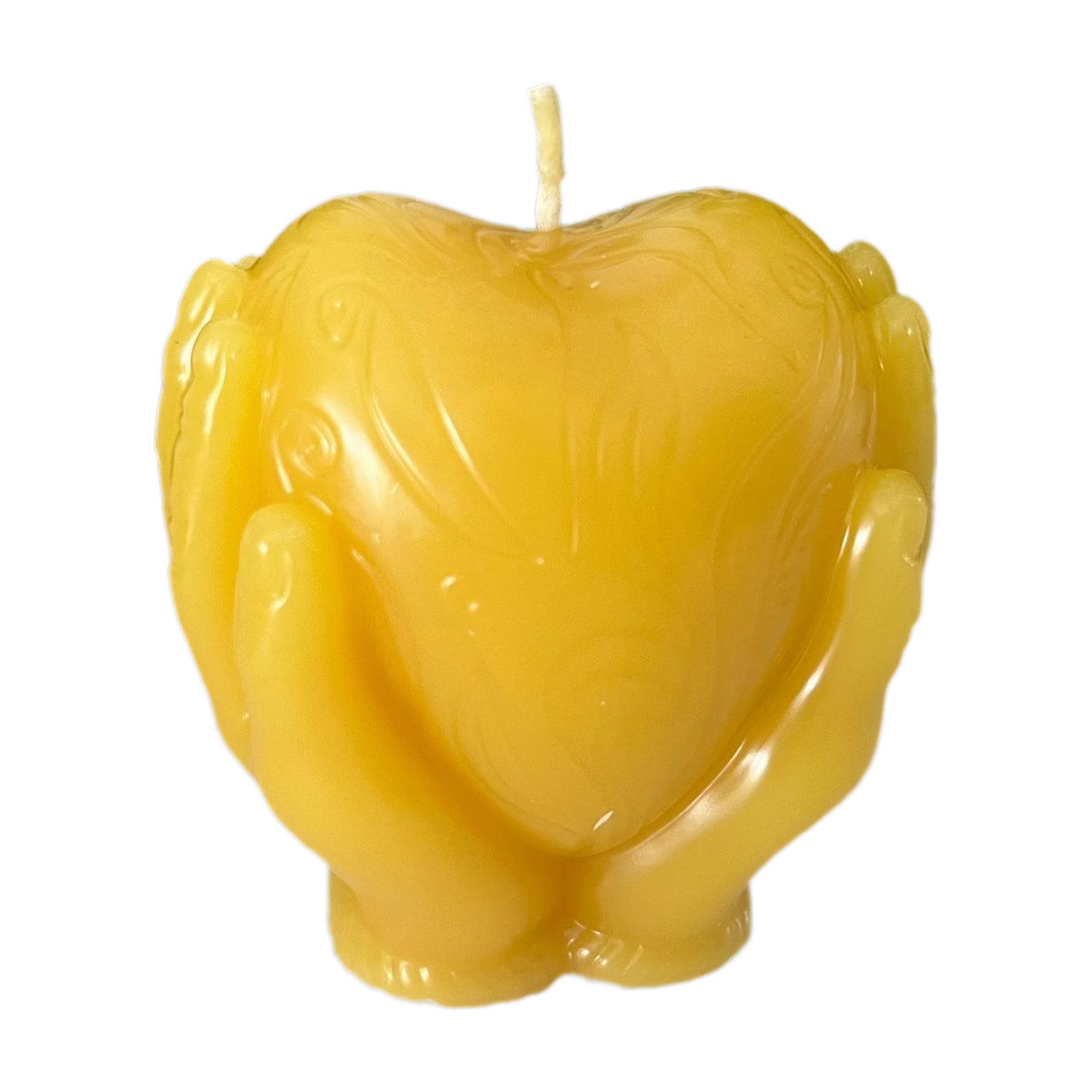 Aspinaworld Bienenwachskerze Herz in zwei Händen Kerze 7,5 cm natur – Handrelief (1-tlg)
