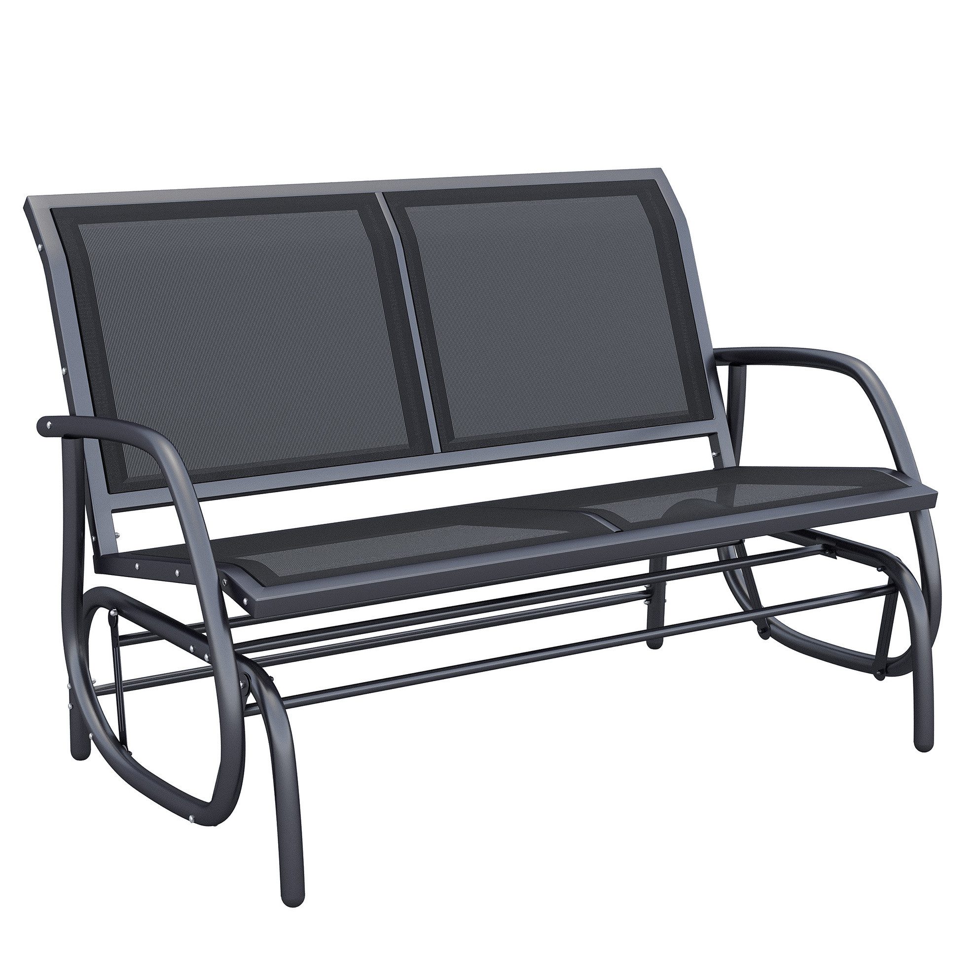 REDOM Schaukelstuhl Robuste Outdoor Bank aus Metall für entspannte Freizeit Nutzung (Gartenschaukel 2-Sitzer 120x70x88 cm Schwarz Schaukelbank Metall, 1 St), Komfortable Schaukel Sitzbank für Balkon und Garten Bereich