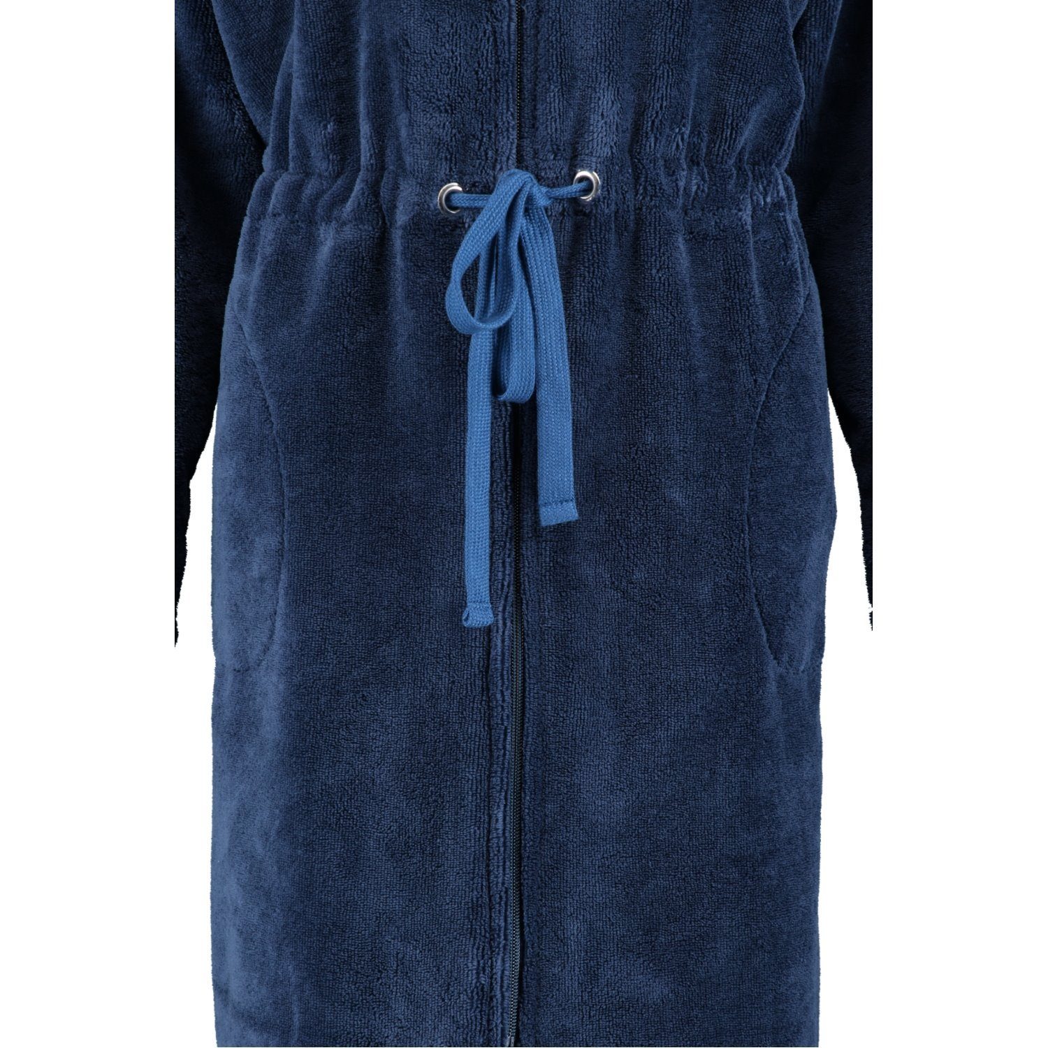 Reißverschluss, Cawö Baumwollmischung, Home Cawö 11 Damenbademantel blau 822, Reißverschluss Kurzform,