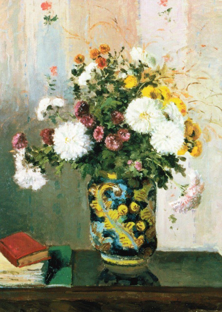 Pissarro Kunstkarte Camille Chrysanthemen" "Blumenstrauß, Postkarte