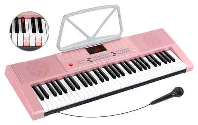 McGrey Home Keyboard LK-6120-MIC - Einsteiger-Keyboard mit 61 Leuchttasten, (2 tlg., Inkl. Mikrofon und Notenhalter), 255 Sounds und Rhythmen - 50 Demo Songs mit Lernfunktionen