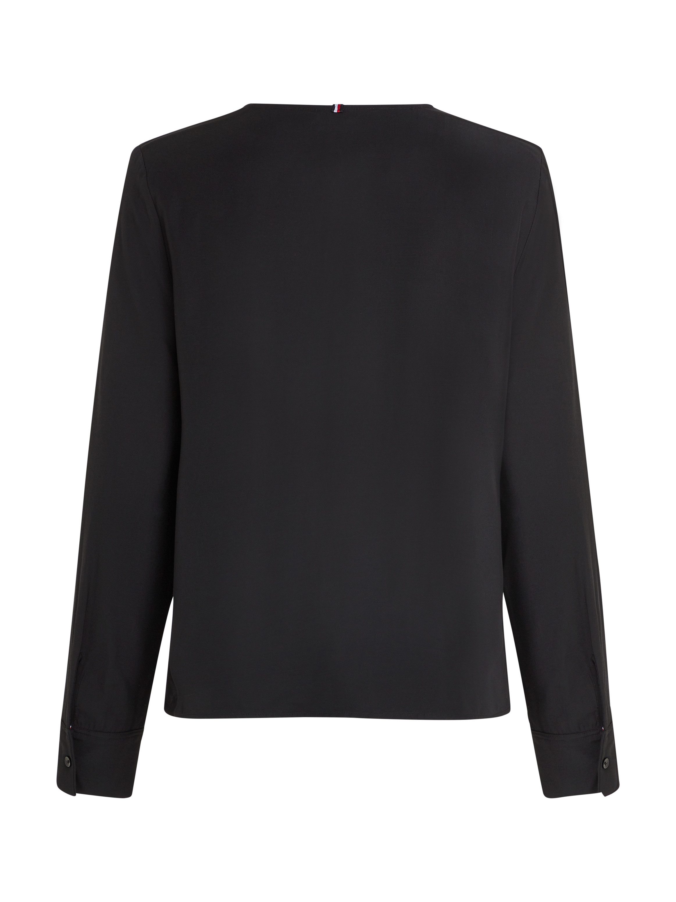 Tommy Hilfiger Klassische Bluse VISCOSE REGULAR V-NECK LS BLOUSE mit Tommy Hilfiger Flagge
