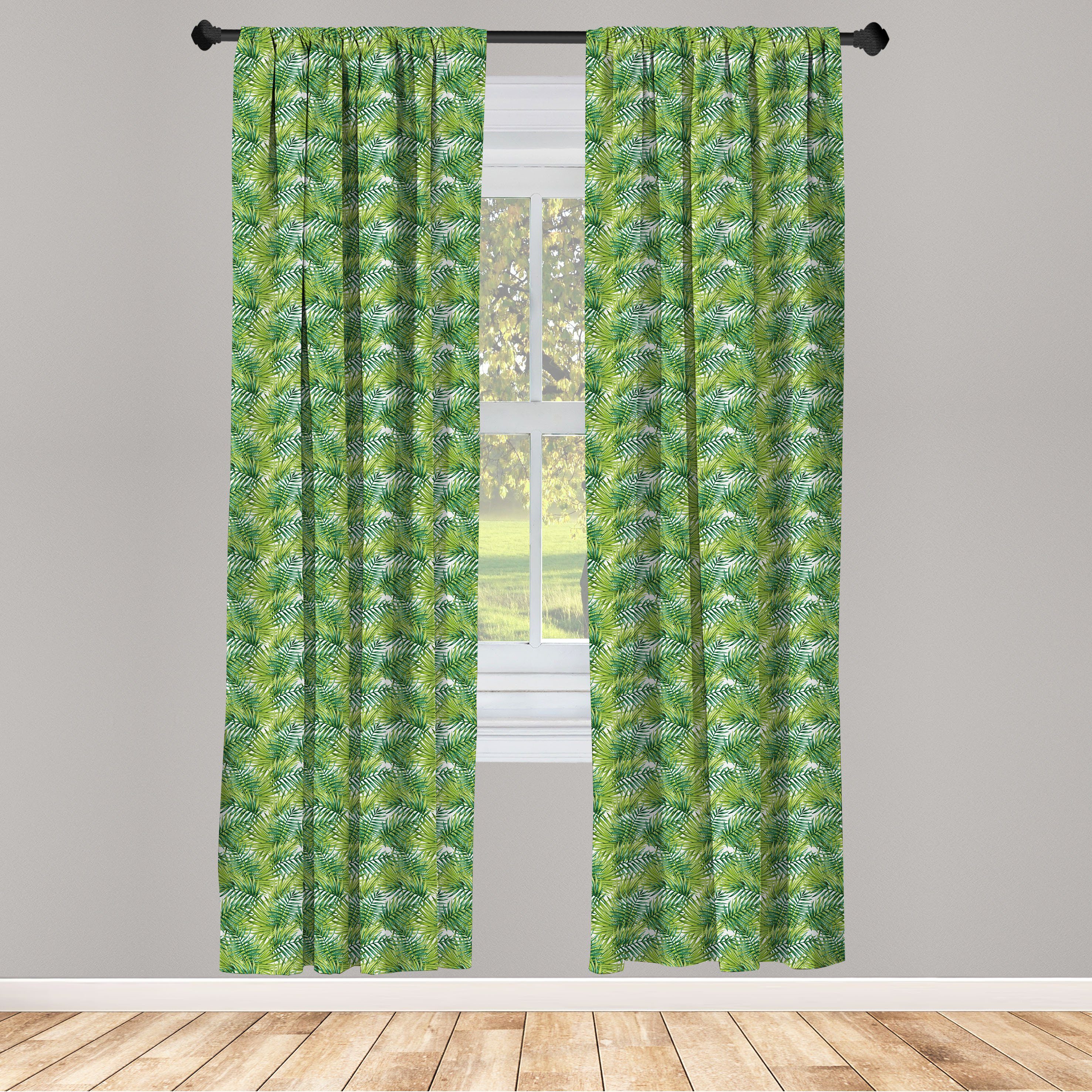 Gardine Vorhang für Wohnzimmer Schlafzimmer Dekor, Abakuhaus, Microfaser, Pflanze Bunte Illustration Natürliche