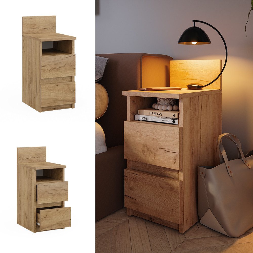Vicco Nachtschrank Monty, Goldkraft Eiche, 25 günstig online kaufen