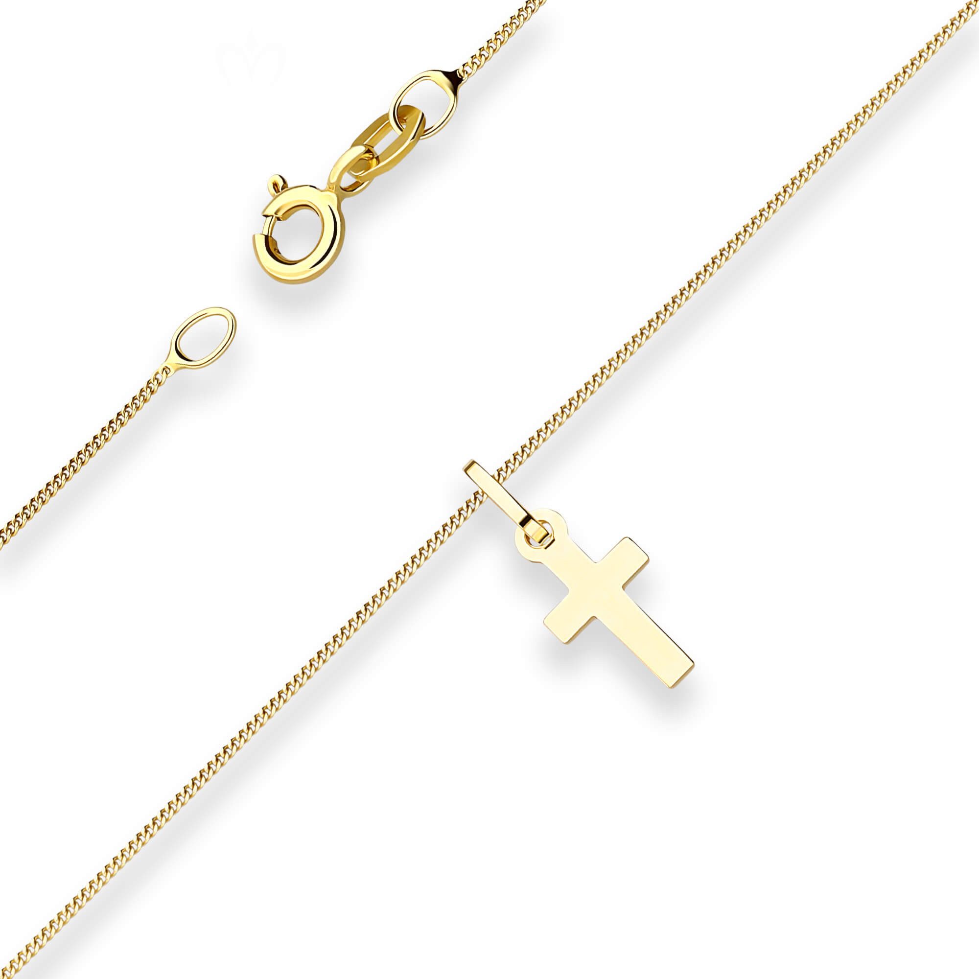 Schmuck Krone Goldkette Panzerkette Kreuz aus 375 Gelbgold 42cm, Gold 375 günstig online kaufen