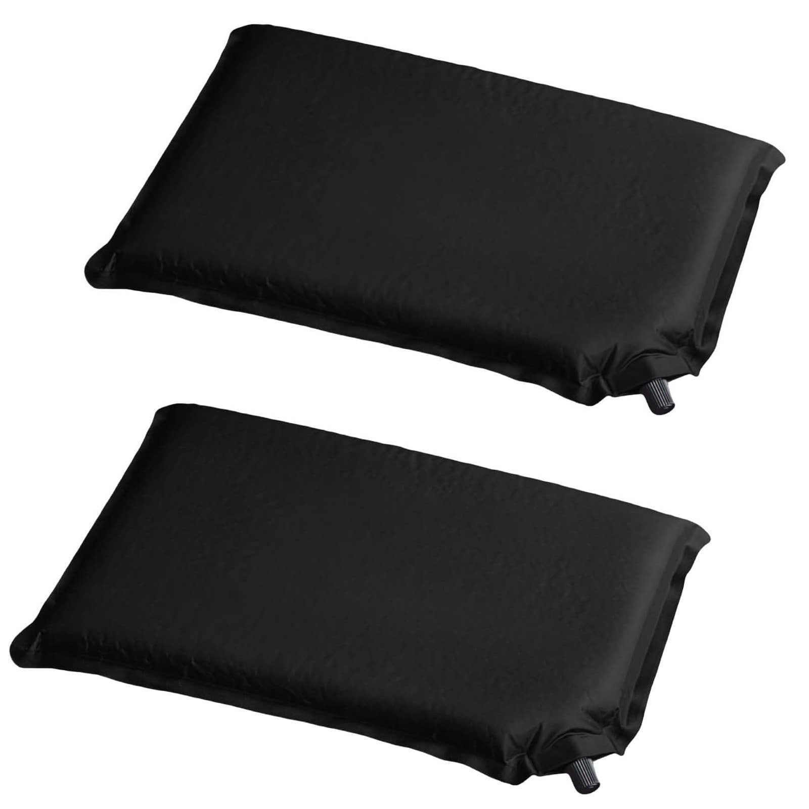 HAC24 Reisekissen Outdoor Sitzkissen Camping Kissen Sitzunterlage Stadionkissen, 2-tlg., Schwarz selbstaufblasend 37 x 28,5 cm