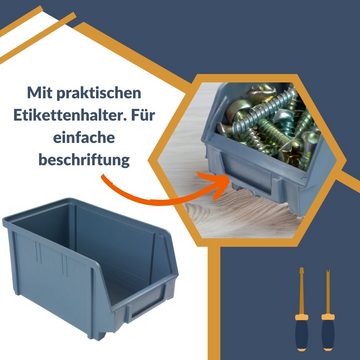 GarPet Stapelbox Schraubenbox Lagerboxen Werkstatt 6x Stapelbox Gr.1 + Metallschiene