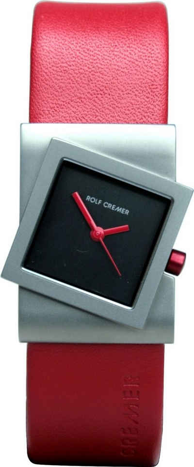 Rolf Cremer Quarzuhr Rolf Cremer Uhr Turn 491818 Lederband, Titan, rot, schwarz, (1-tlg)