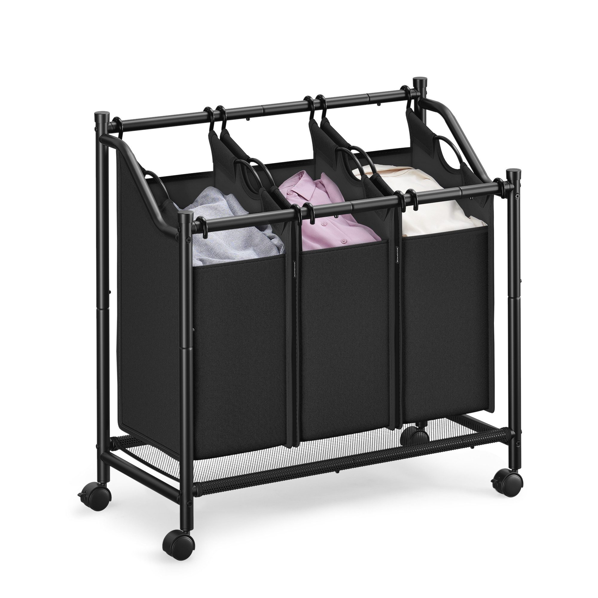 SONGMICS Wäschekorb, mit Rollen, abnehmbaren Wäschesäcken, Wäschewagen, 3 x günstig online kaufen