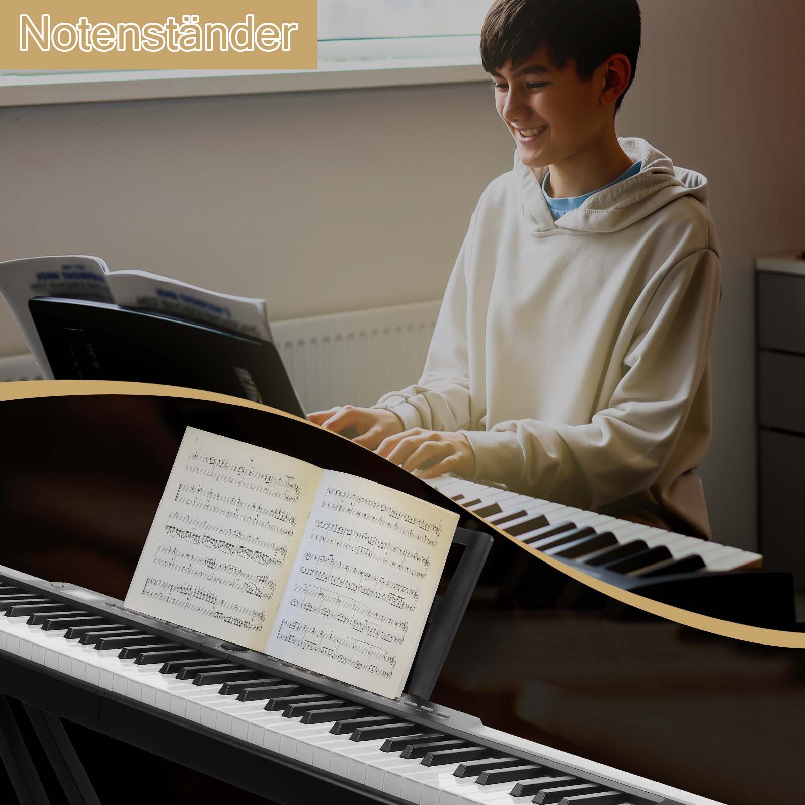 LALAHO Digitalpiano E Piano 88 Tasten, Keyboard für Kinder und Erwachsene, Dual-Bluetooth, mit/ohne Ständer, für Kinder und Erwachsene – Bild 2 von 5