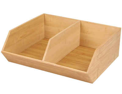Bambou&Co Organizer Bambus Sortierer Aufbewahrungsbox Tischbox Ordner Box, 2 Fächer