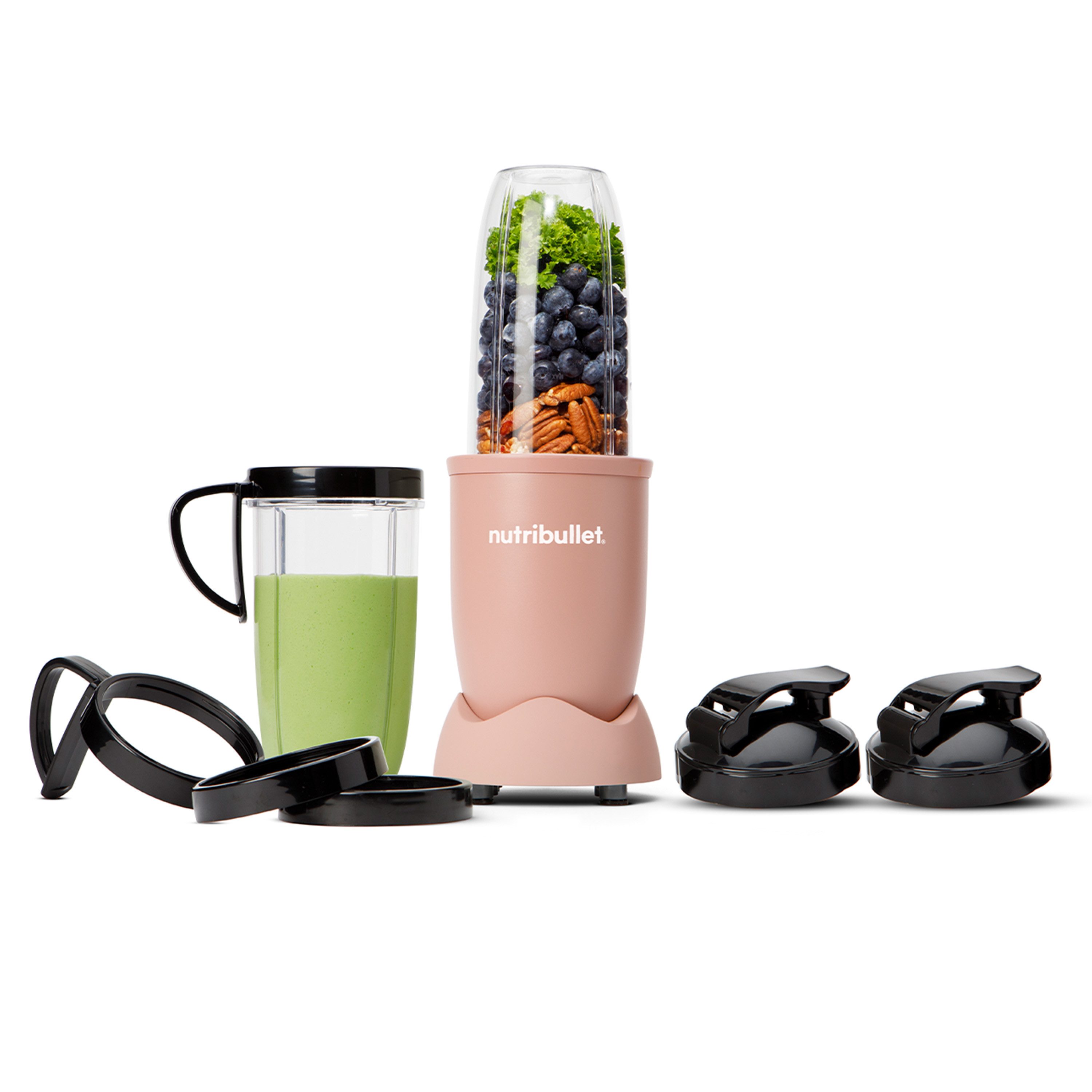 nutribullet Standmixer Pro NB907MACL - kompakter Mixer, 900 W, 2 Mixbecher (700+925ml), Rosa, 900 W, Drücken, drehen, mixen, starker Motor,Becher+Zubehör spülmaschinenfest