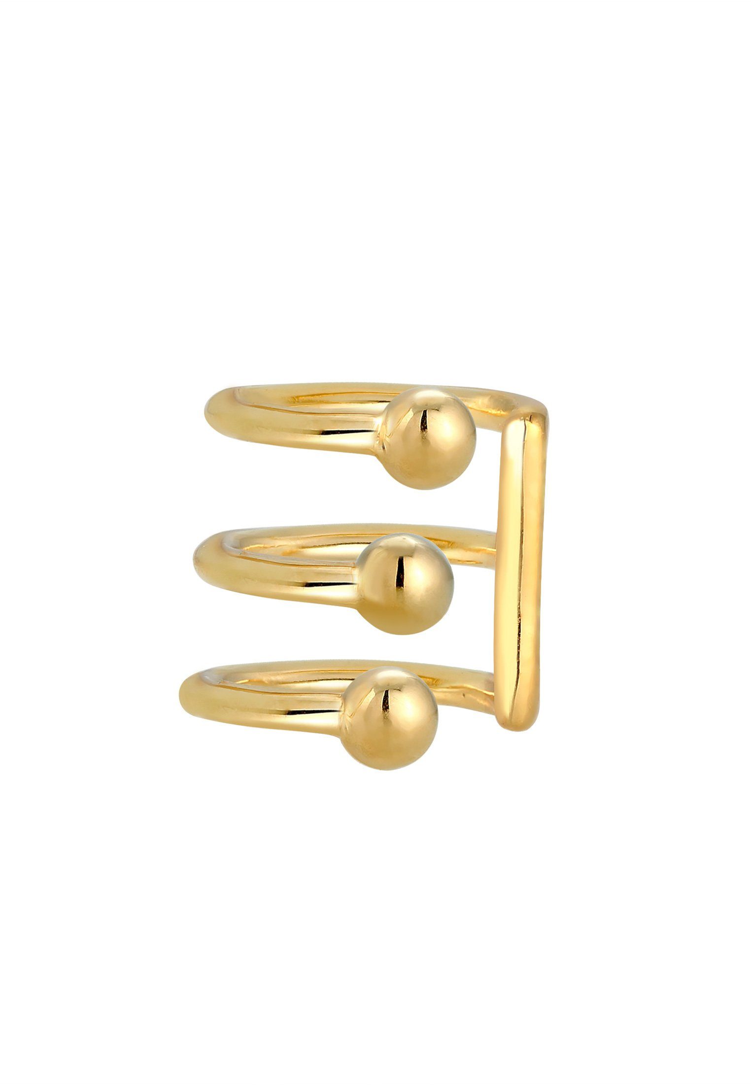 Ohrklemme Elli 3er Single-Ohrhaken Silber Cuffs Ear 925er Kugel Trend Gold