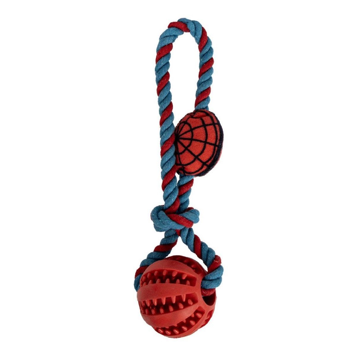 Spiderman Tierball Hundespielzeug – Ball mit Seil für Zieh- & Wurfspiele
