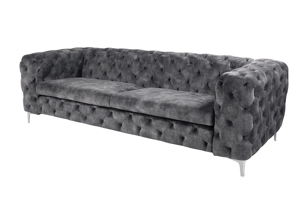 riess-ambiente 3-Sitzer MODERN BAROCK 235cm grau · 3-Sitzer Couch aus Samt günstig online kaufen